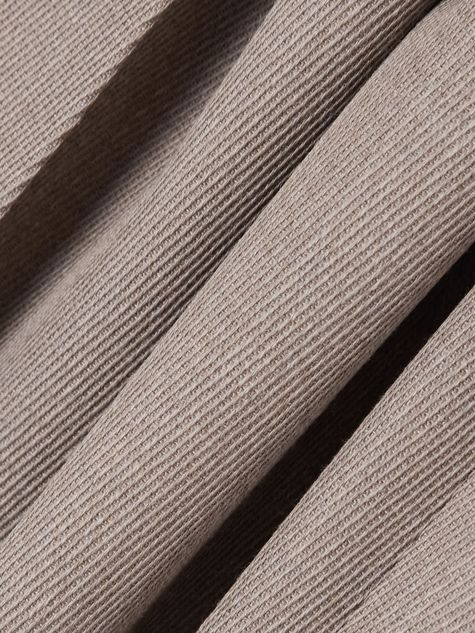 Leather-trimmed pleated wool-twill straight-leg pants Beige - 5