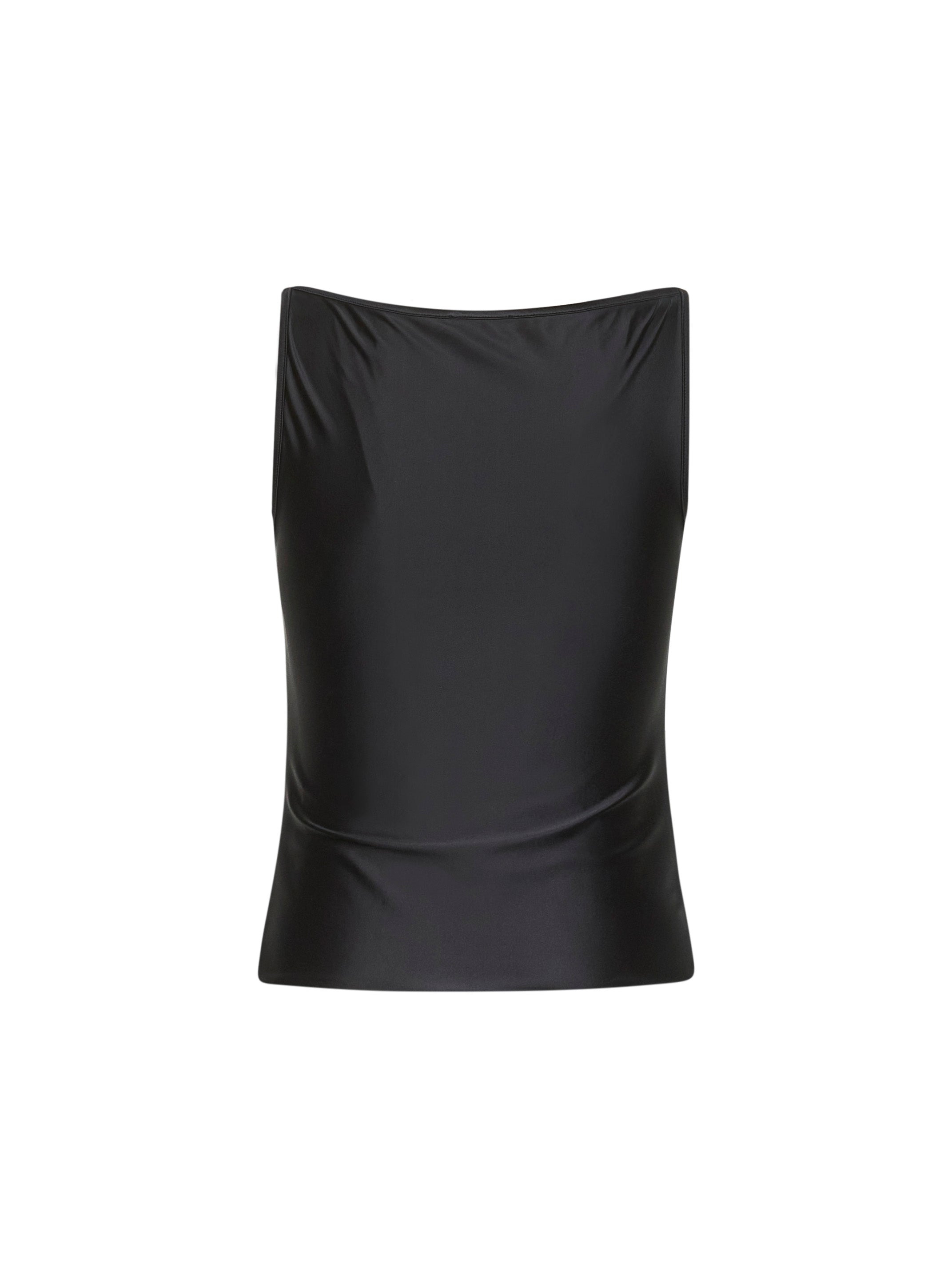 Black stretch nylon jersey T-Amai top - 2