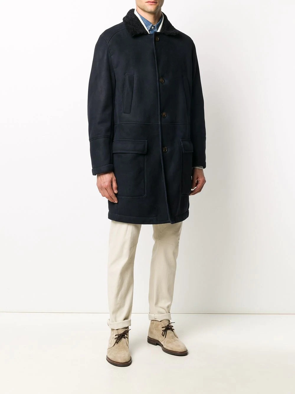 single-breasted fitted coat - 3