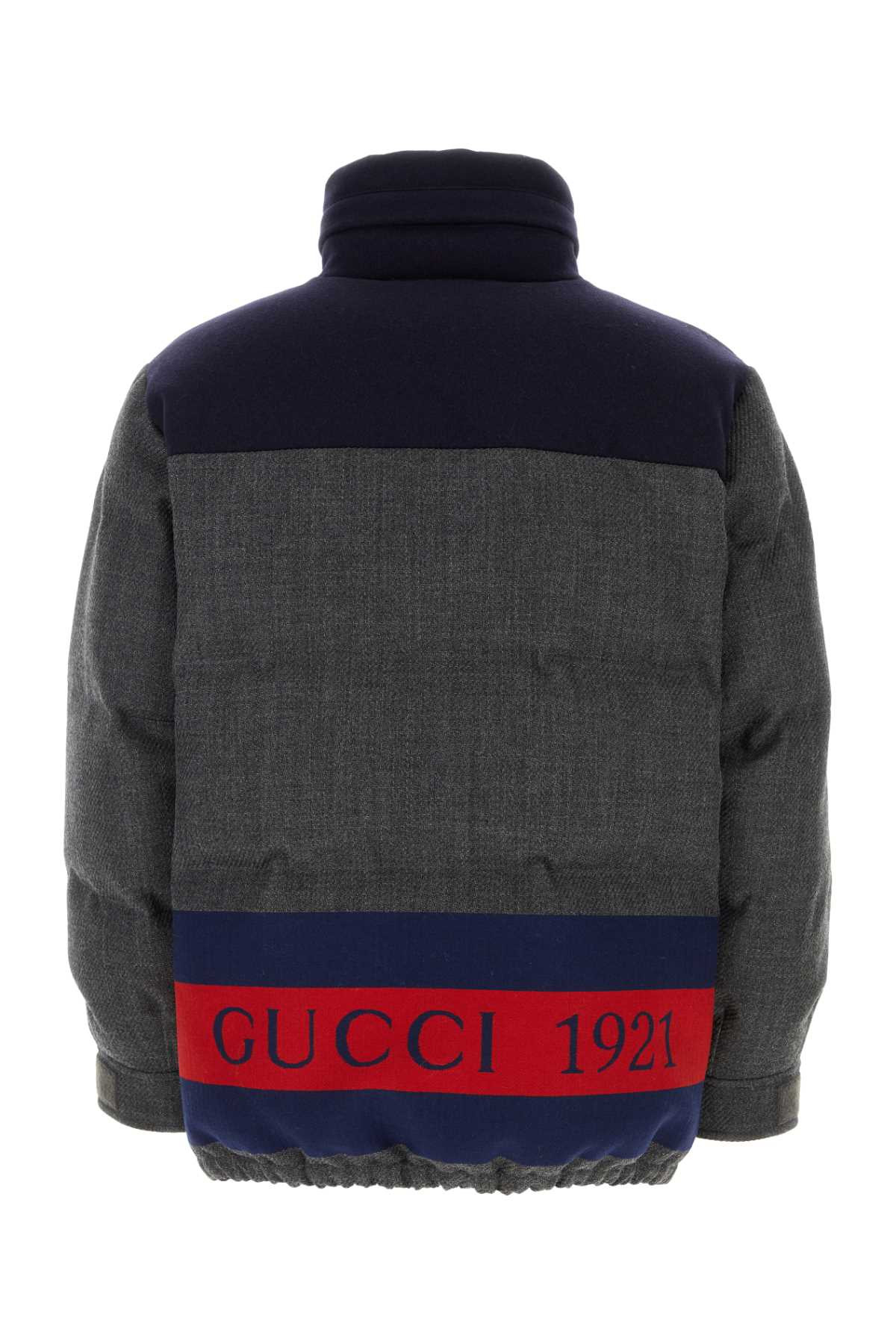 Gucci Men Dark Grey Wool Blend Down Jacket - 2