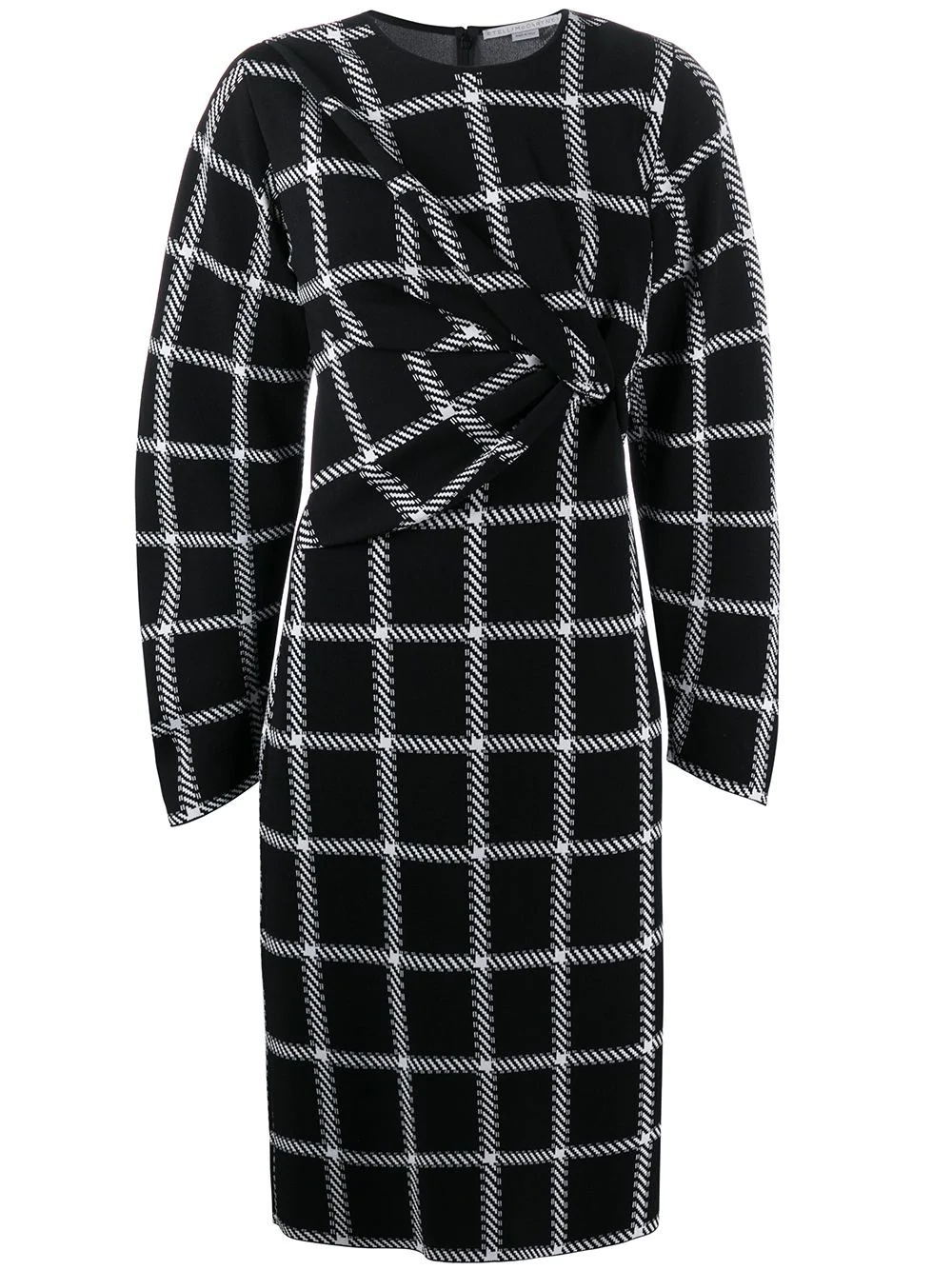 checked ruched midi dress - 1