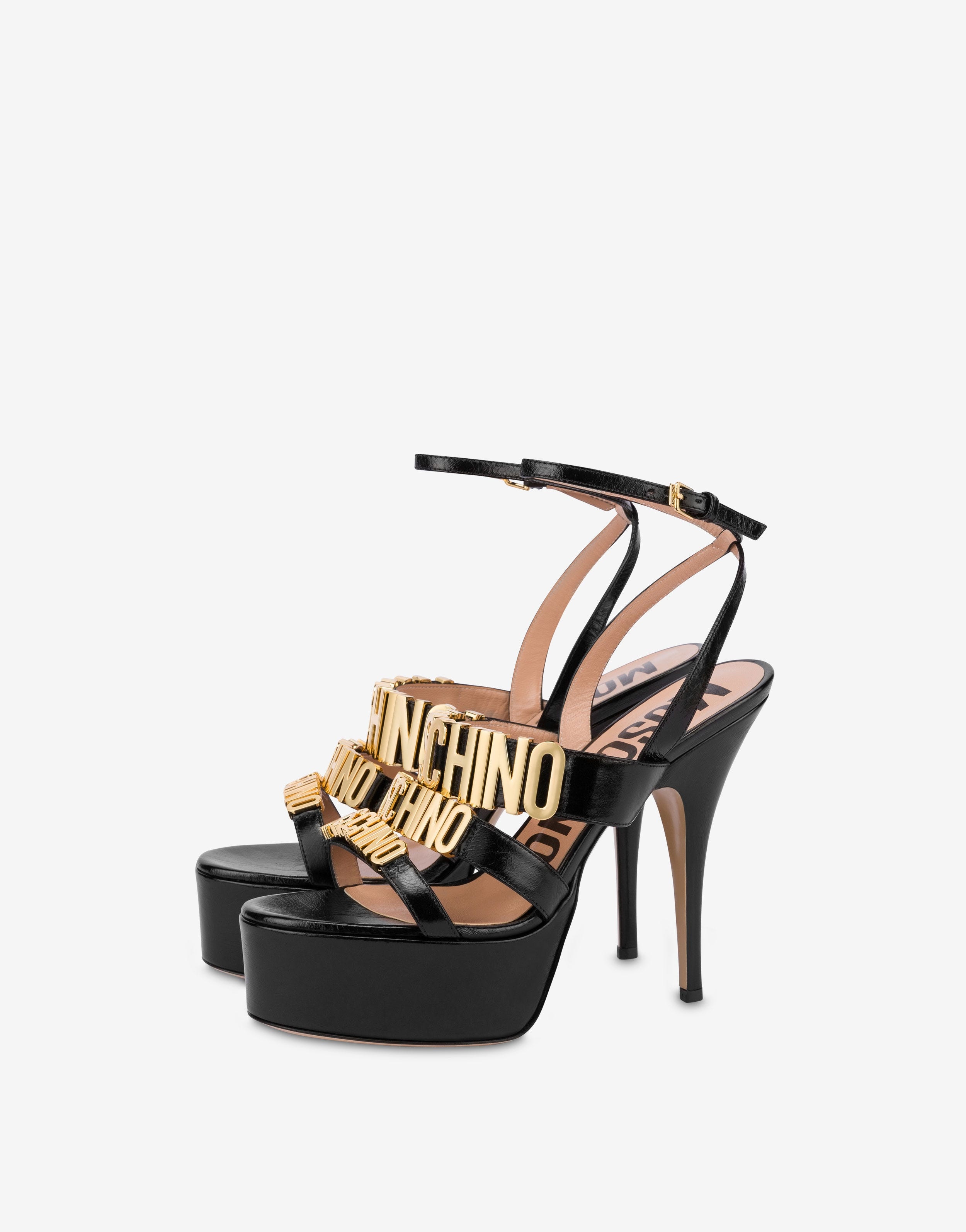 DEGRADÉ METAL LOGO HIGH-HEELED CALFSKIN SANDALS - 1