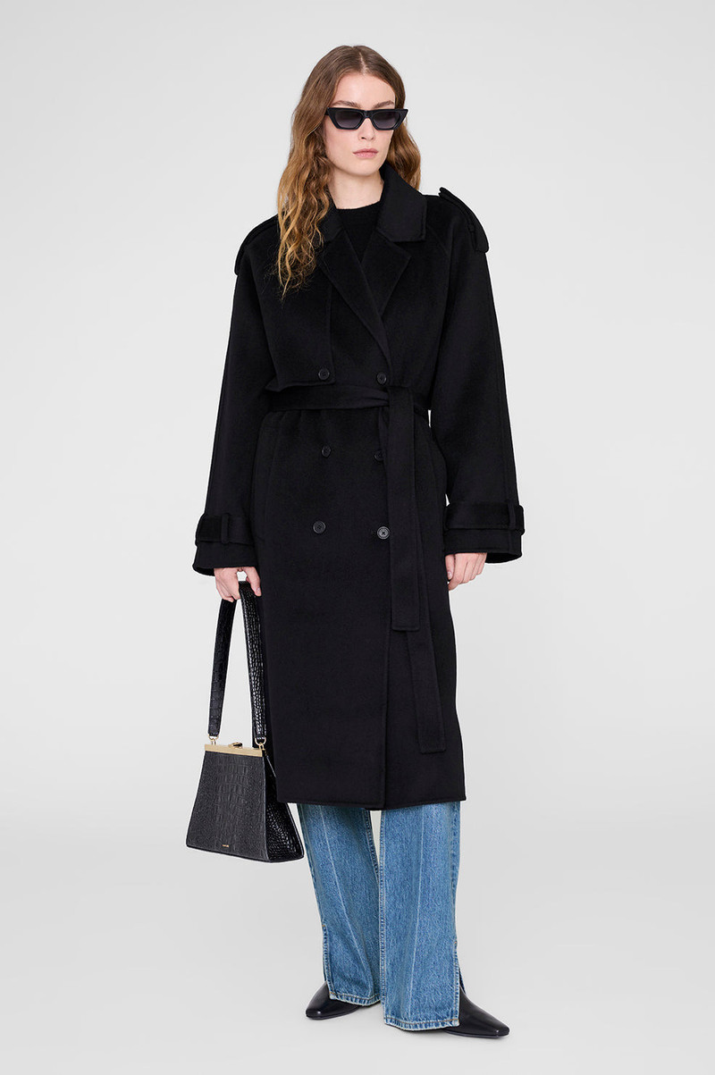 Rickie Maxi Trench - Black Cashmere Blend 5