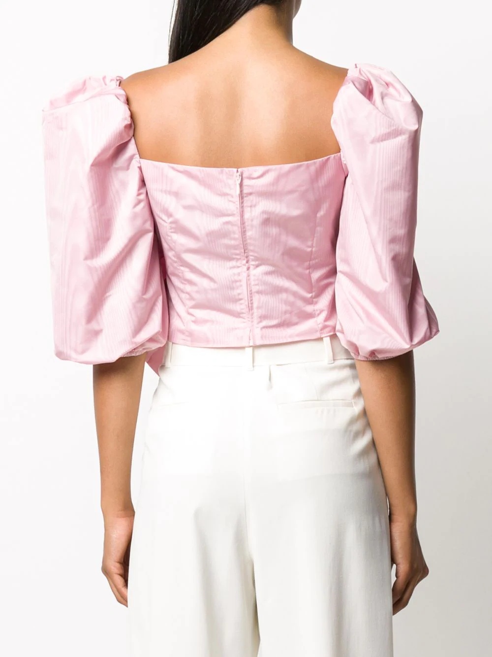 bow-detail cropped blouse - 4