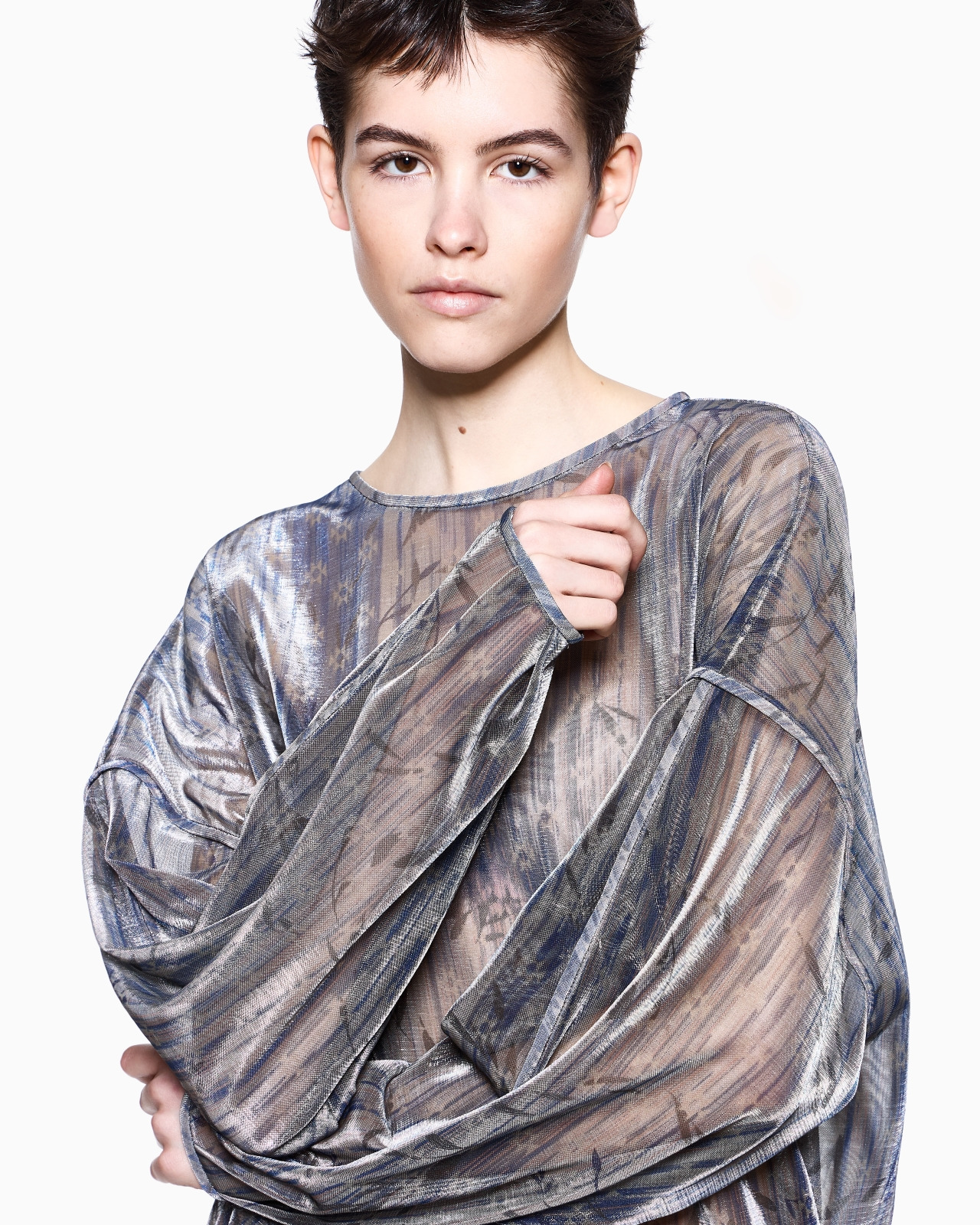 CREW-NECK JUMPER IN LAMÉ-EFFECT JERSEY - 5