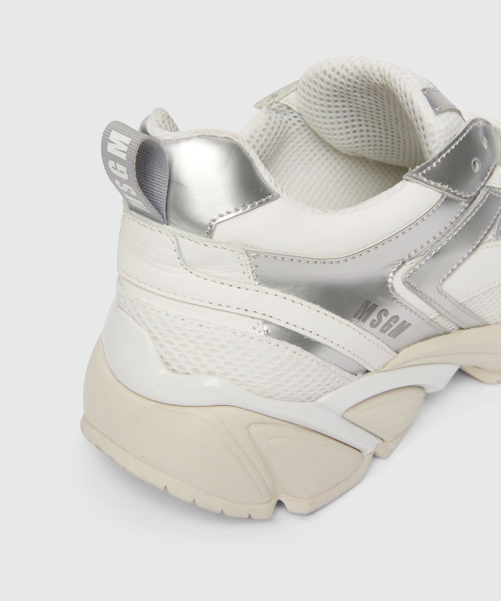 Silver and white leather Vulcano sneakers - 4