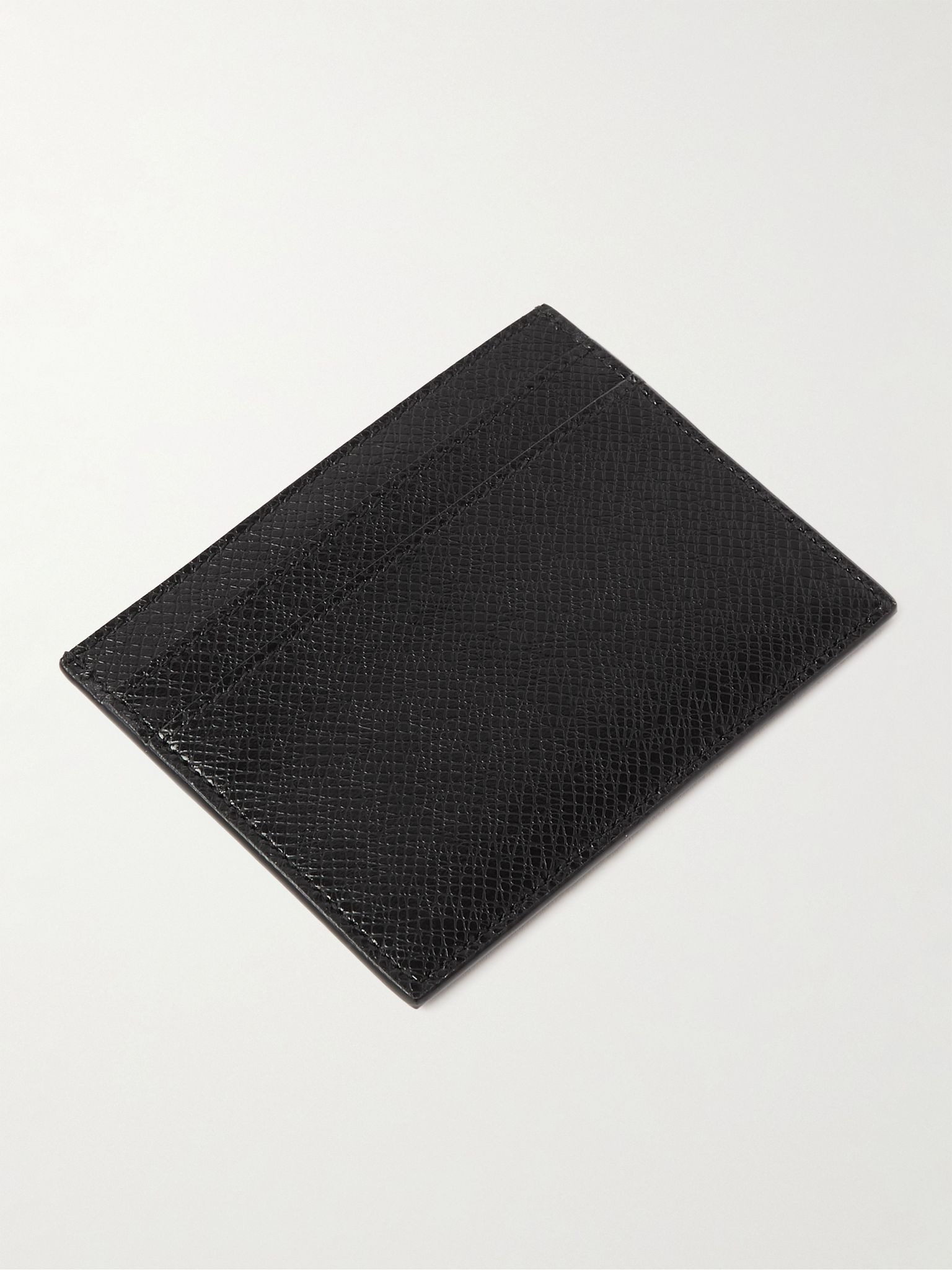Logo-Print Upcycled Cross-Grain Leather Cardholder Black - 2