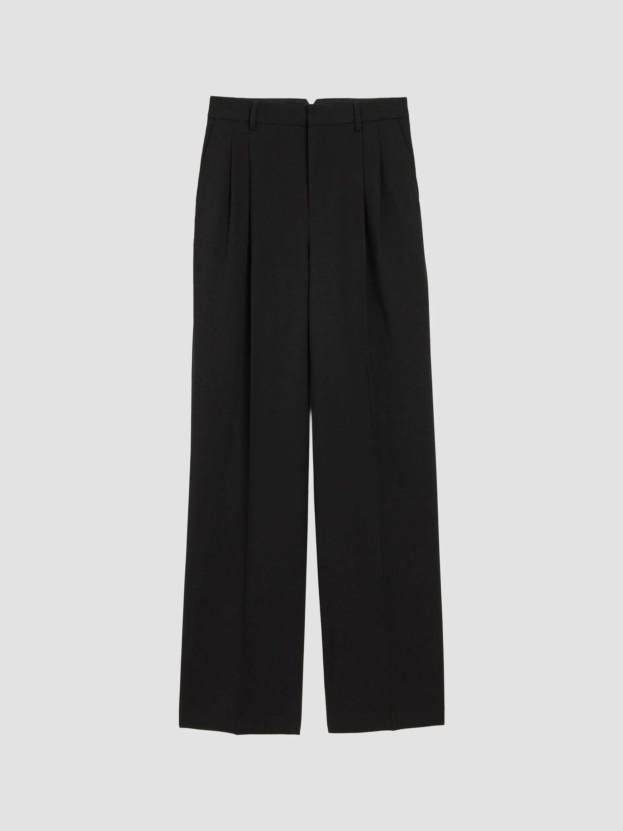 Women's Zuit Wool Two-Pleat Trousers - Black - 1