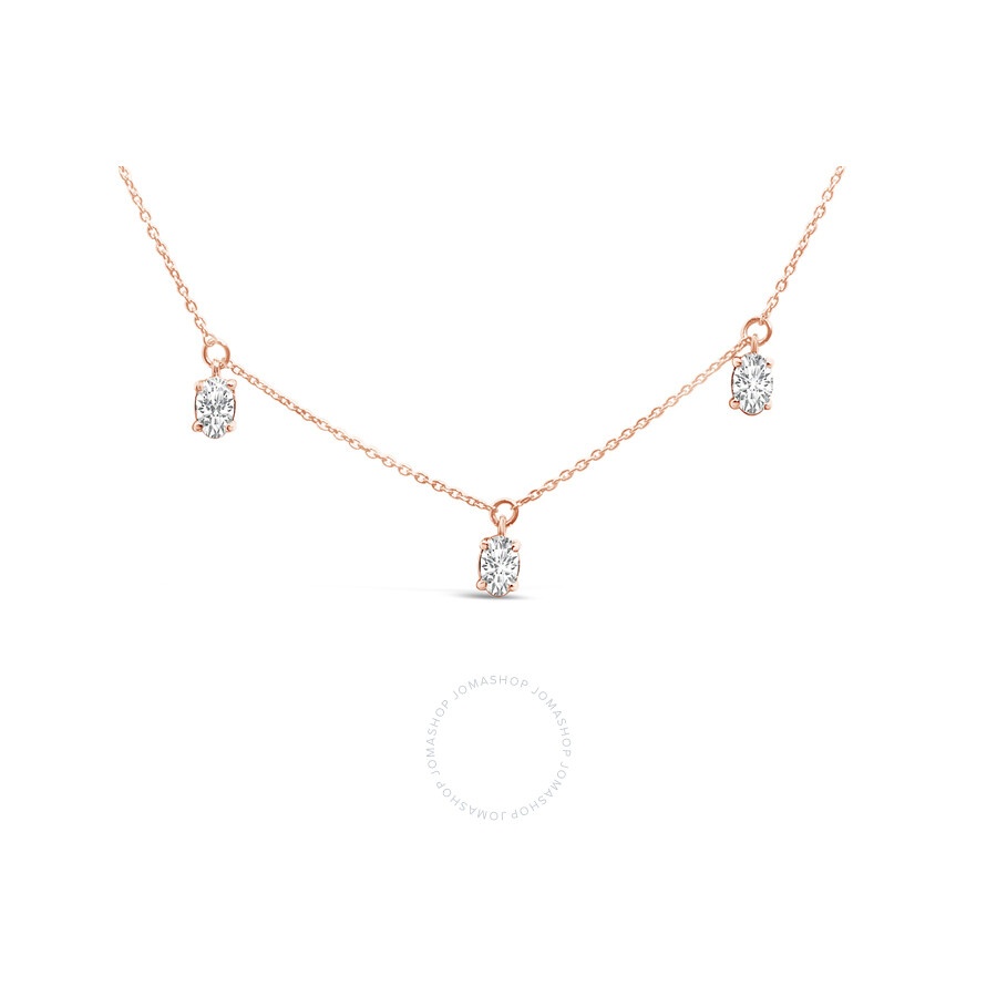 Haus Of Brilliance - Haus of Brilliance 14K Rose Gold 1 3/8 Cttw Oval Lab Grown Diamond Dangle Station Necklace - 17" Inc - 2