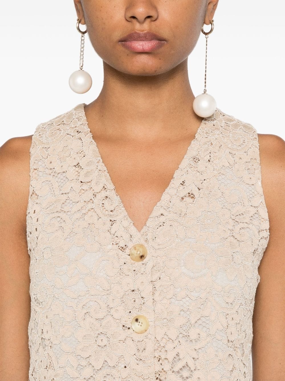 embroidered lace waistcoat - 5