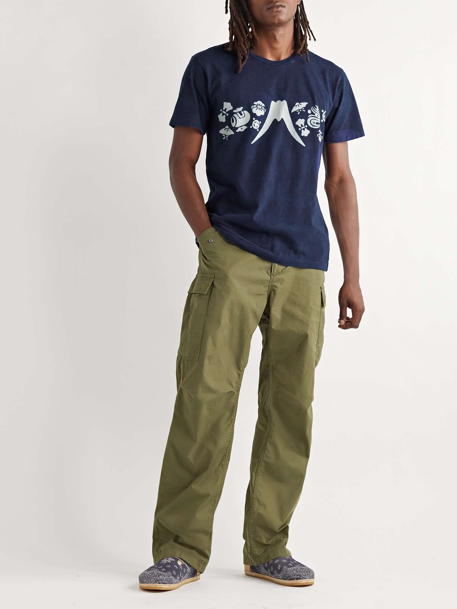 Indigo-Dyed Printed Cotton-Jersey T-Shirt - 2