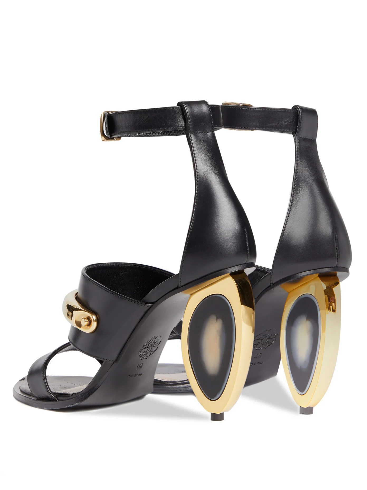 Oval-heel leather sandals - 4