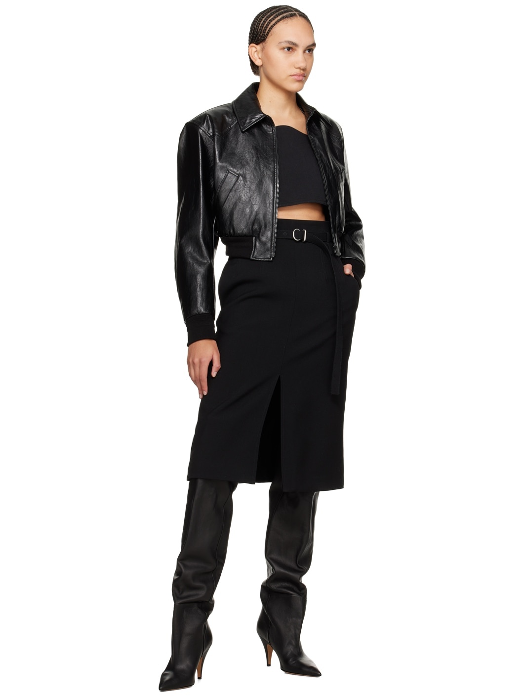 Black Lyon Faux-Leather Bomber Jacket - 4