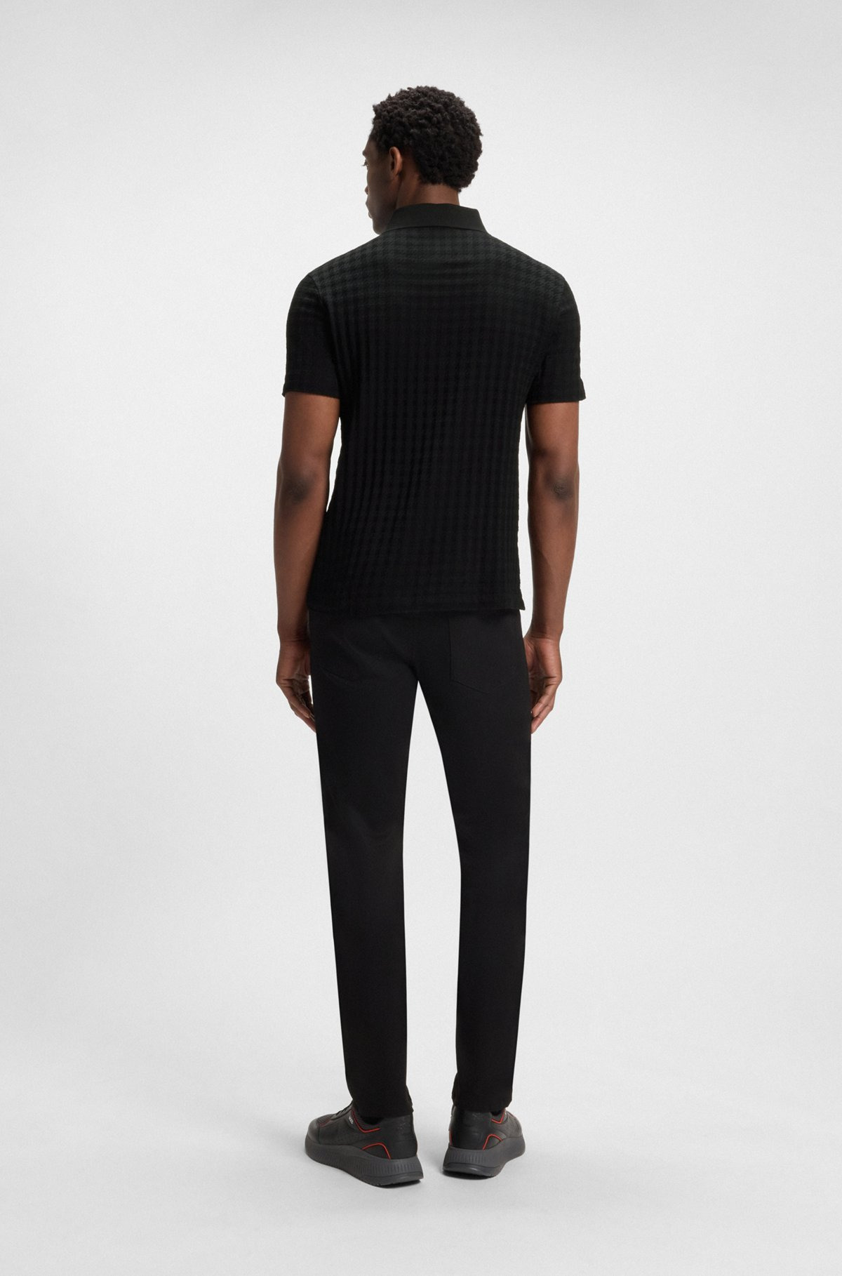 PORSCHE X BOSS POLO SHIRT IN HOUNDSTOOTH-JACQUARD MERCERIZED COTTON - 5