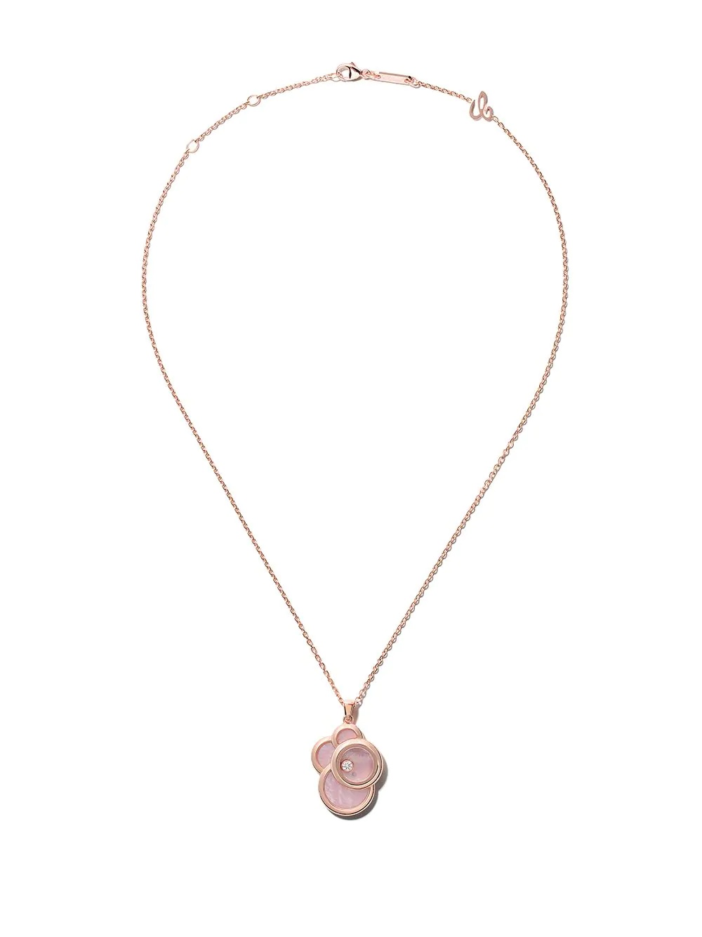 18kt rose gold Happy Dreams pink mother-of-pearl and diamond pendant necklace - 1