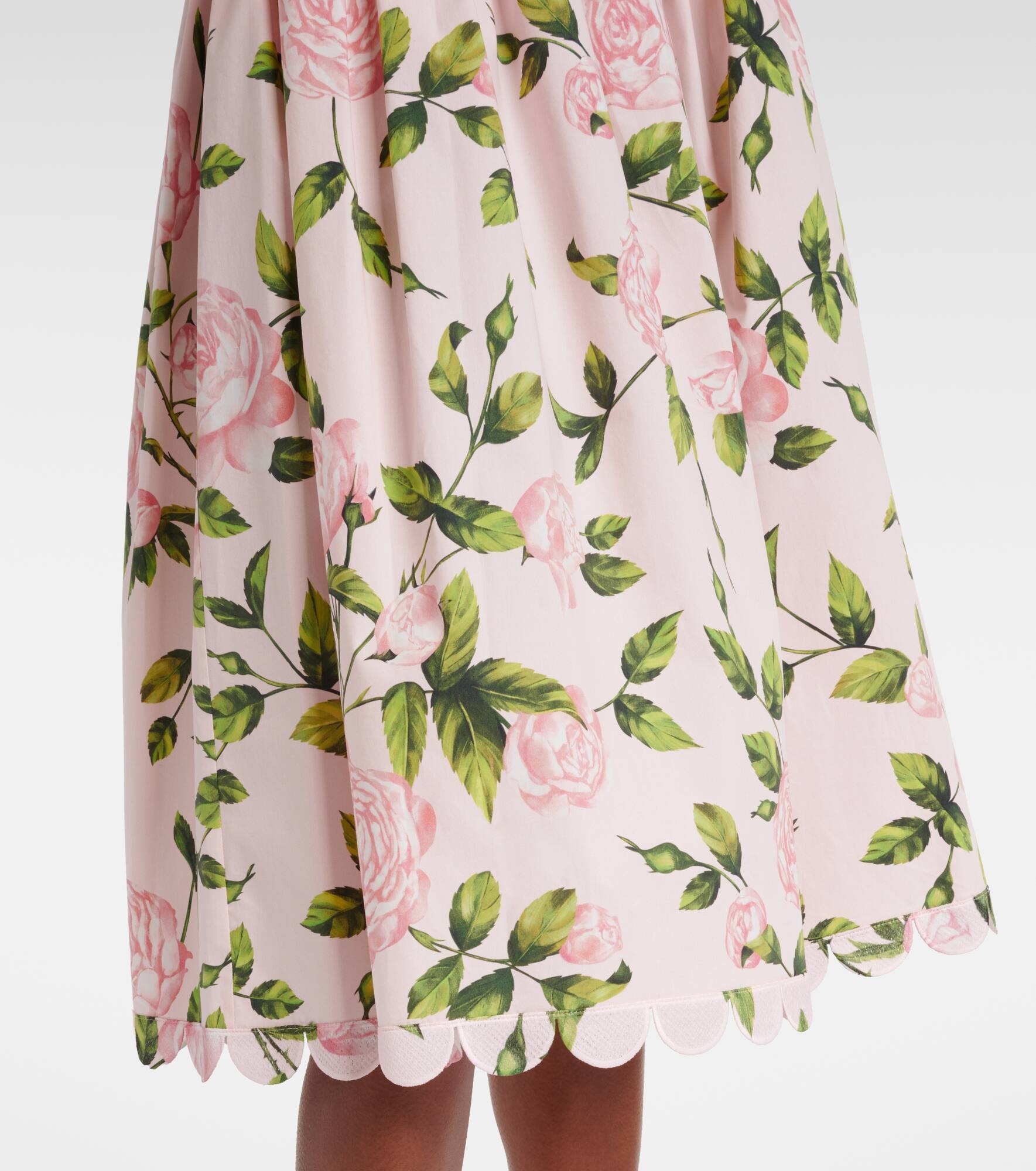 Floral cotton-blend poplin midi dress - 5
