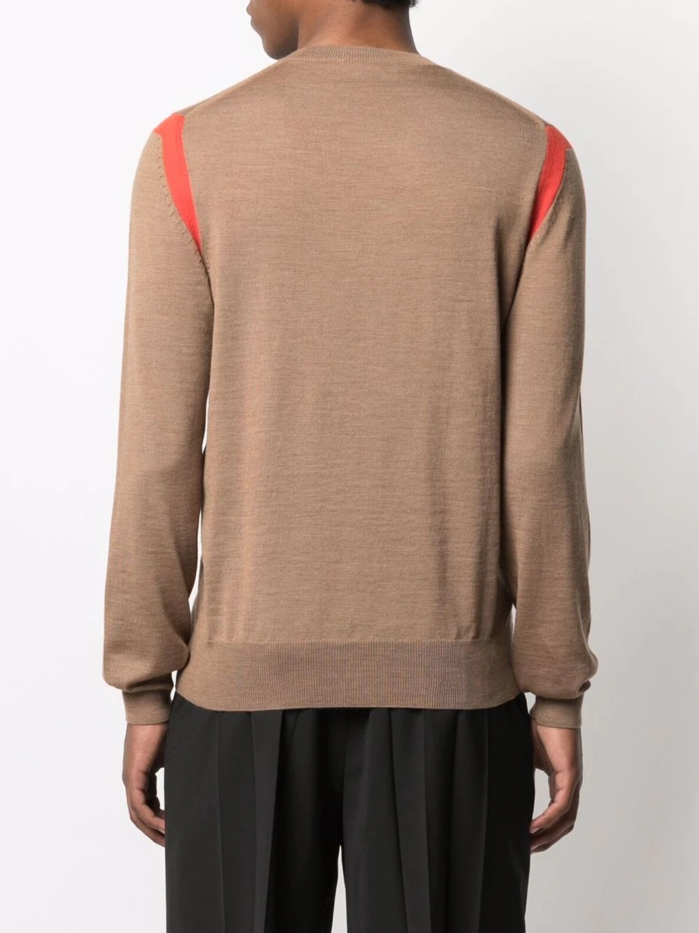 contrast-panel fine knit jumper - 4