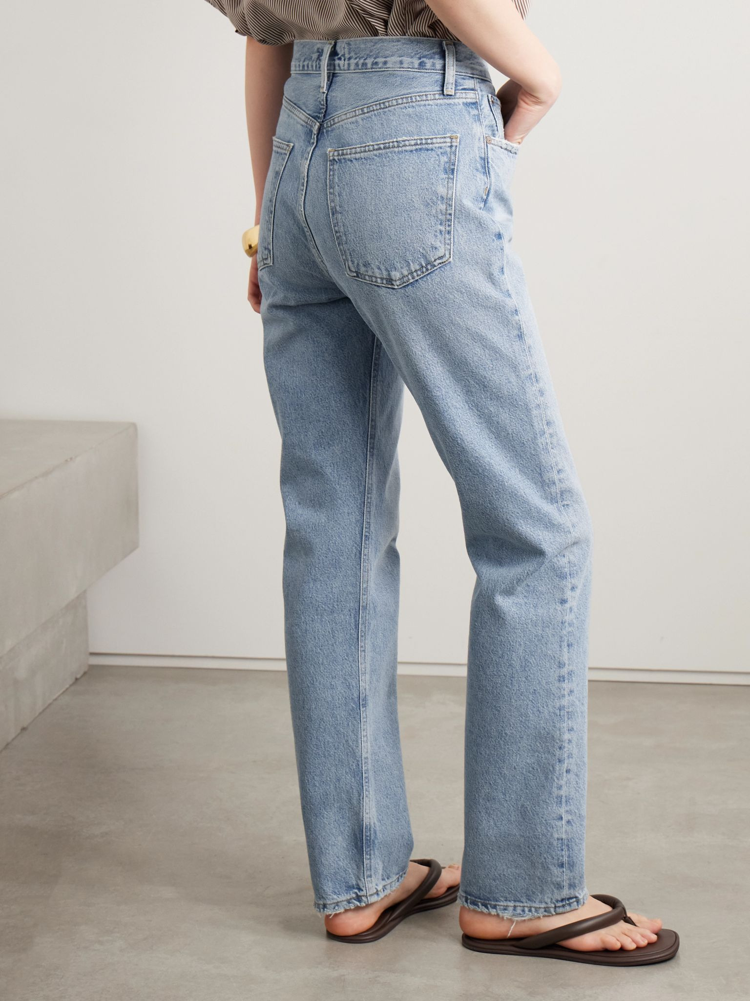 90's Pinch Waist Long frayed high-rise straight-leg jeans Light denim - 3
