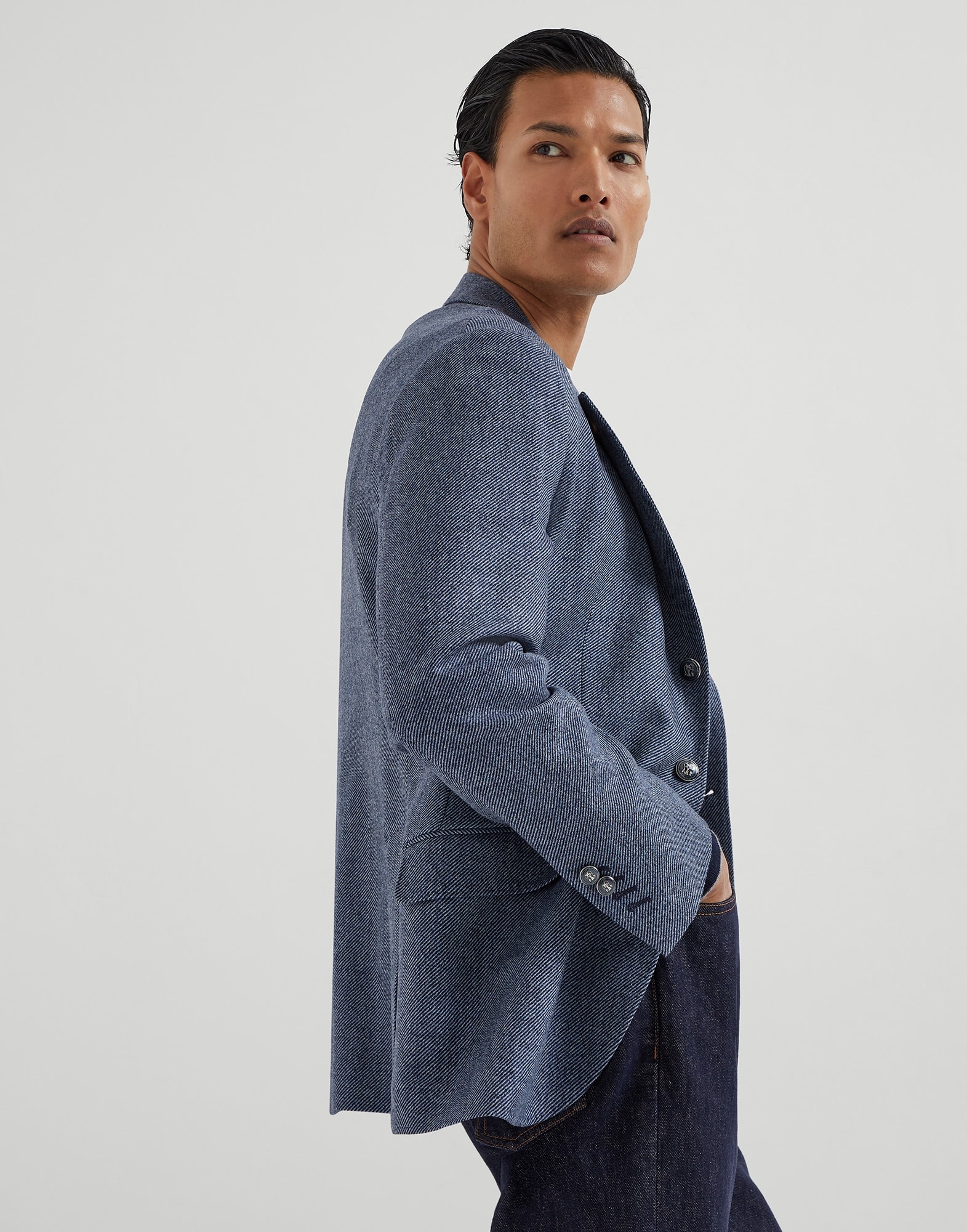 Wool, cashmere and silk cavalry deconstructed Cavallo blazer with metal buttons - 4
