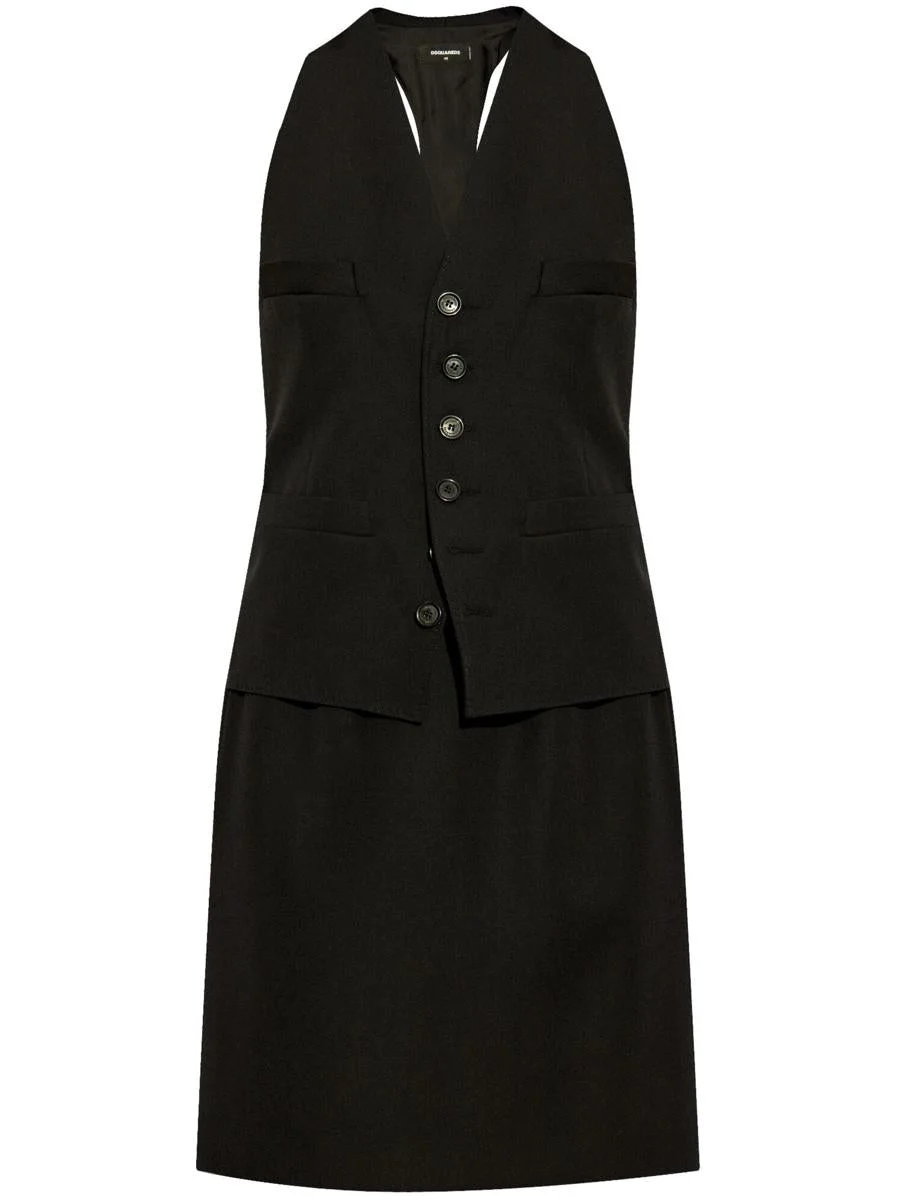 DSQUARED2 V-Neck Wool Dress - 1