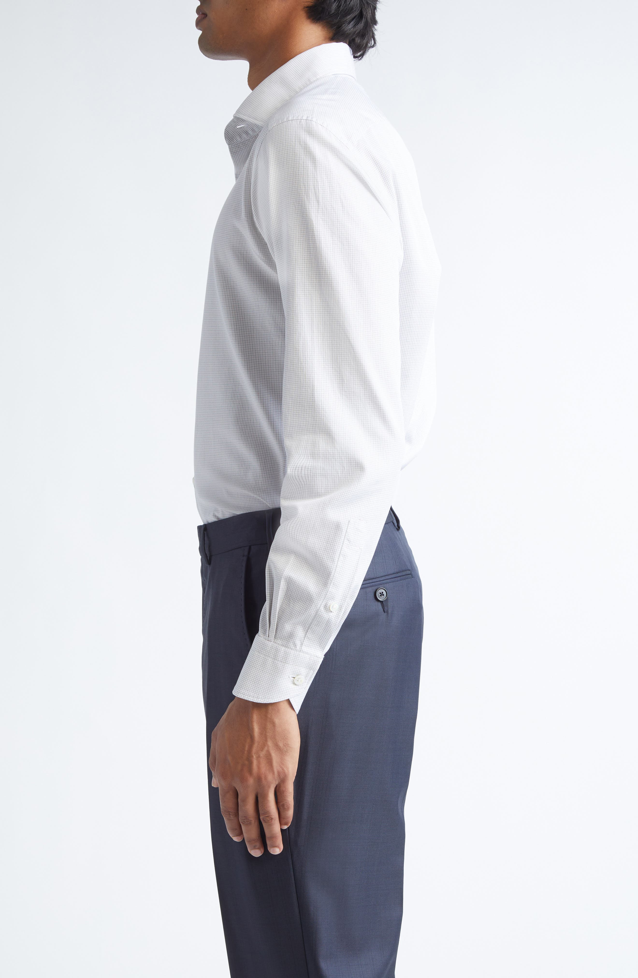 ZEGNA Centoventimila Subtle Minicheck Button-Up Shirt in White/brown/dark Green at Nordstrom - 3