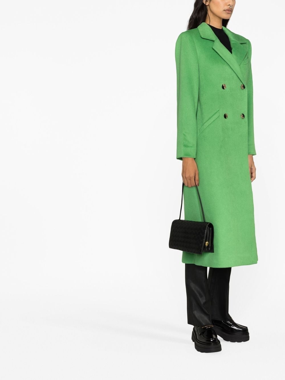 double-breasted button-fastening coat - 3