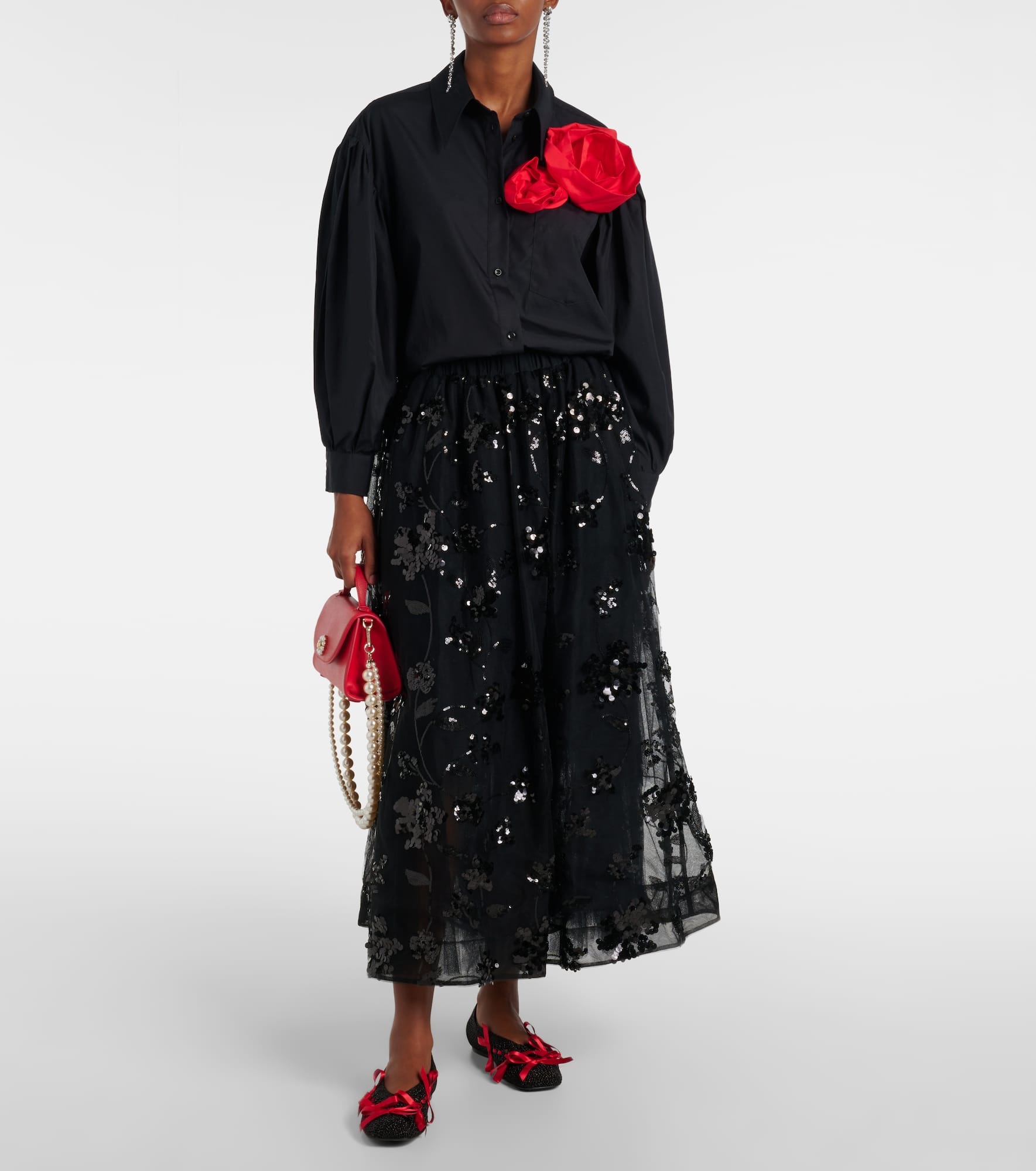 Floral-appliqué cotton shirt - 2