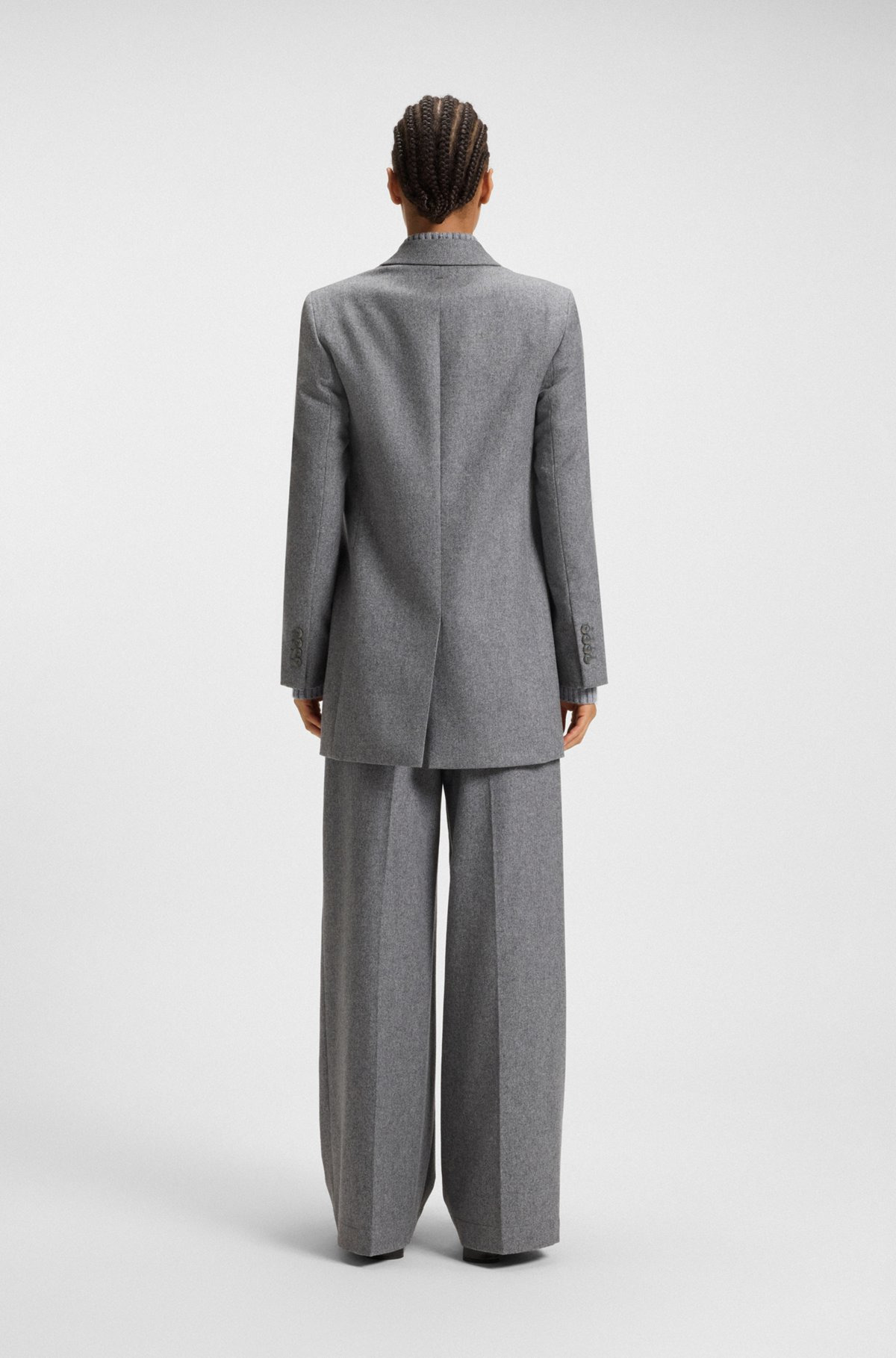 REGULAR-FIT LONG-LENGTH BLAZER IN SOFT FLANNEL - 4