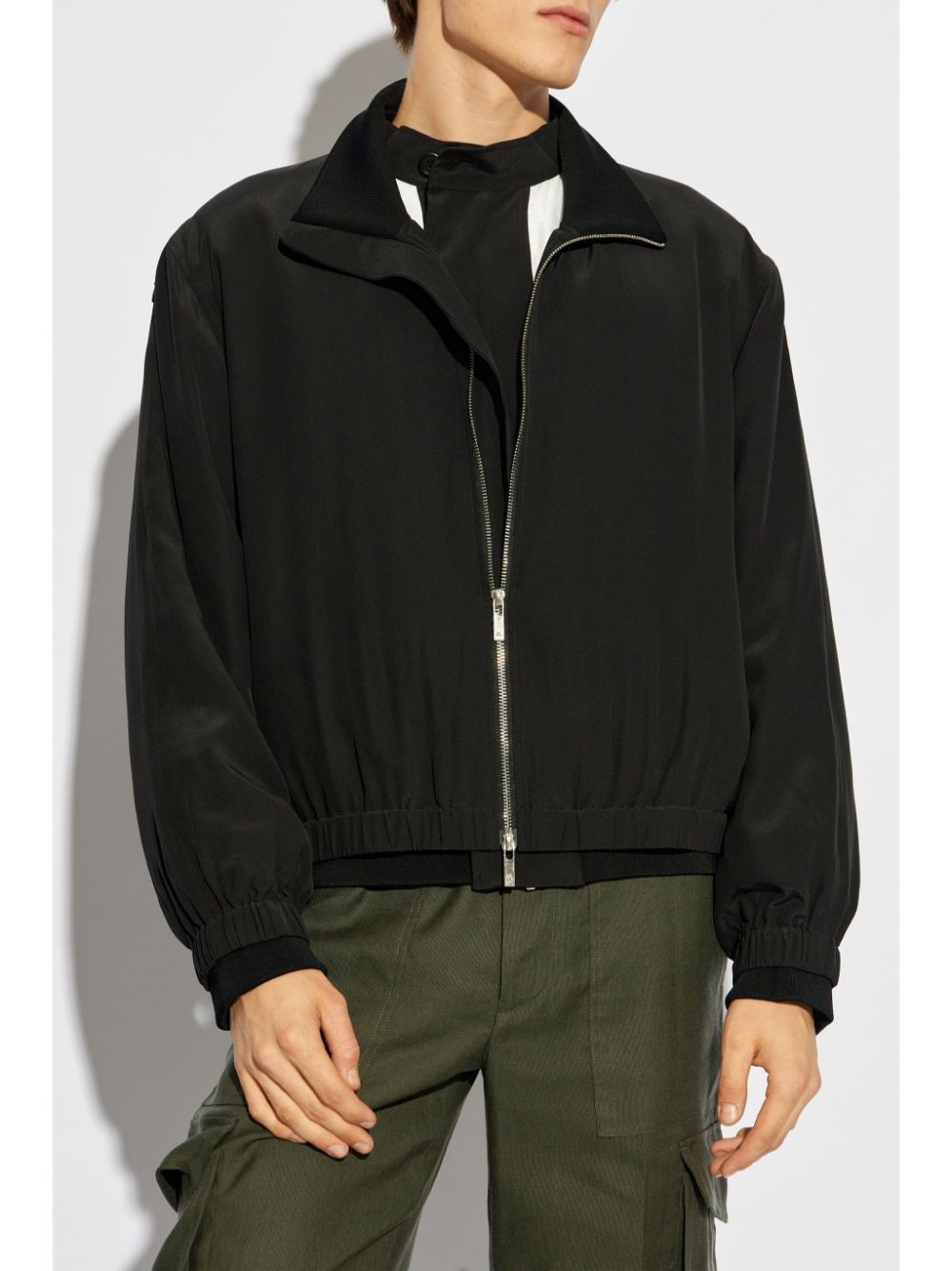 layered silk bomber jacket - 3