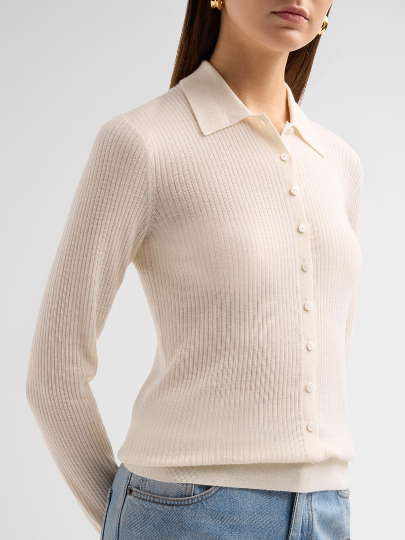 Women's Agata Cashmere Cardigan Shirt - Ivory 5