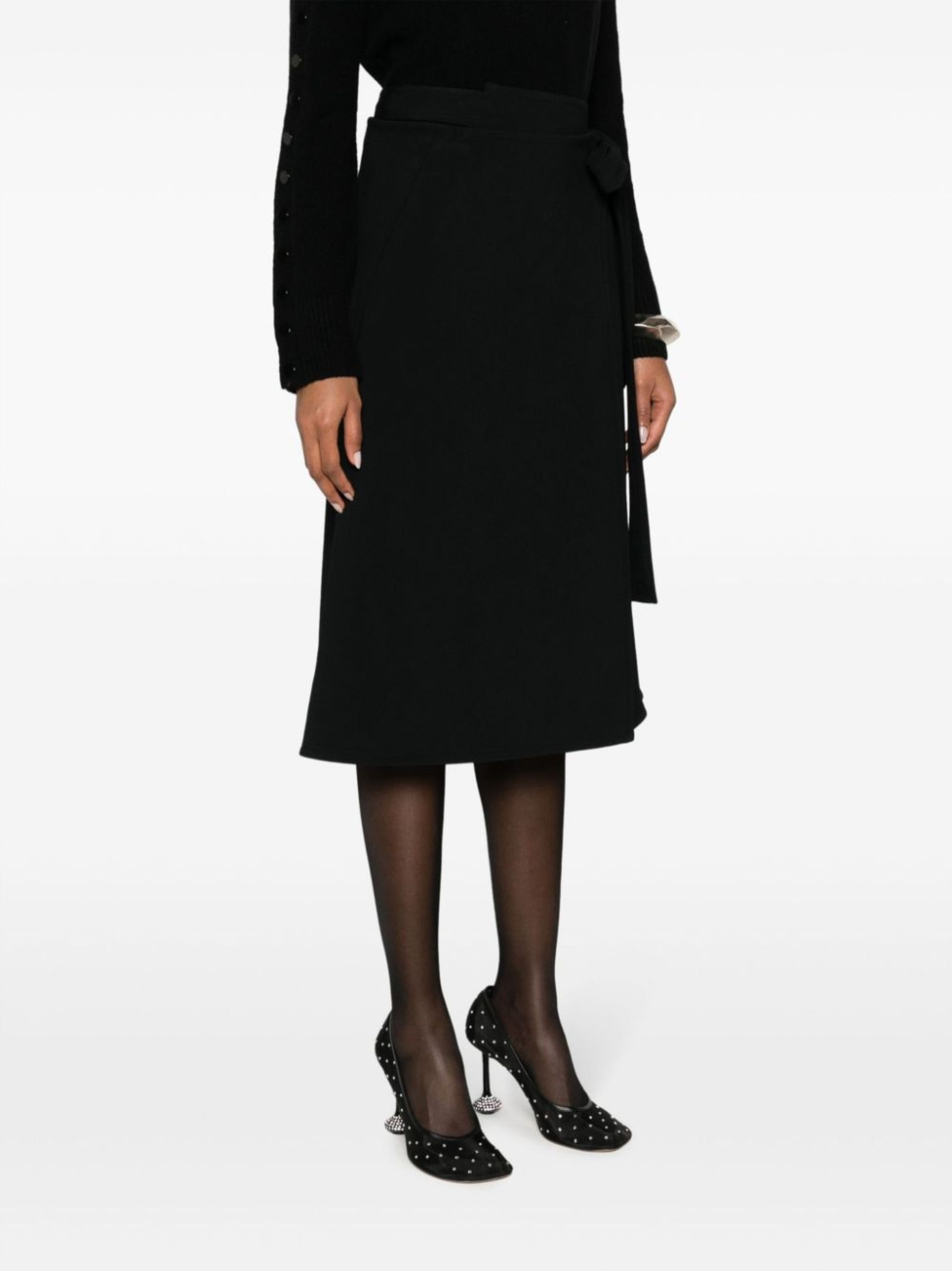 black Helen wrap midi skirt - 3