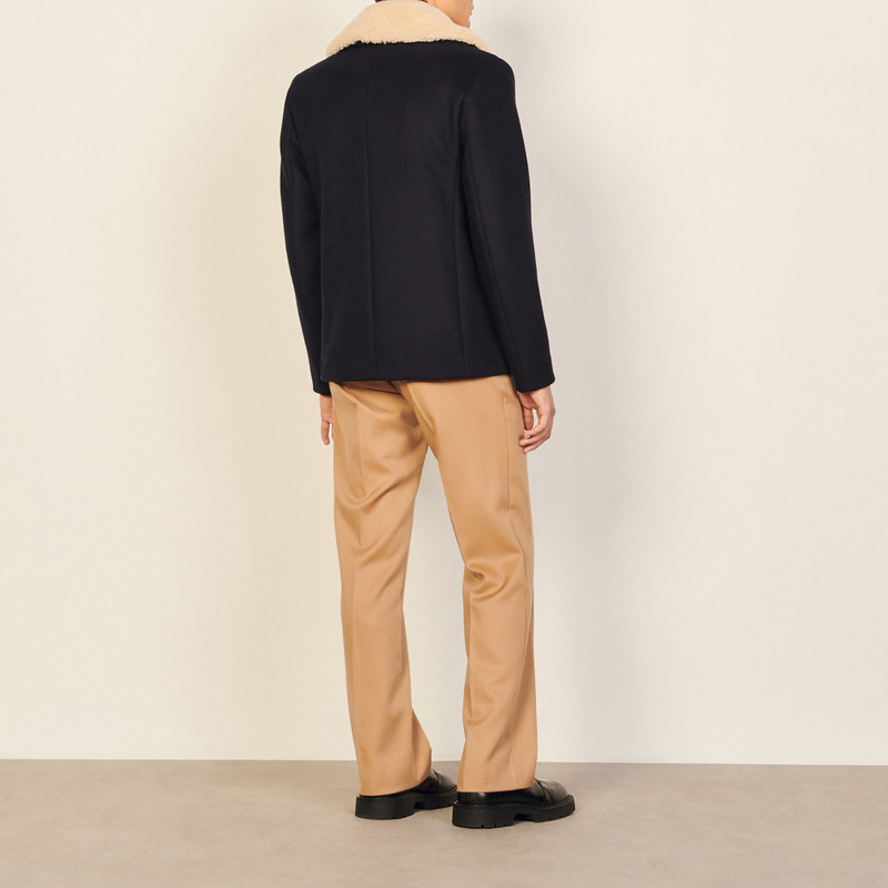 Pea coat with sheepskin collar 3