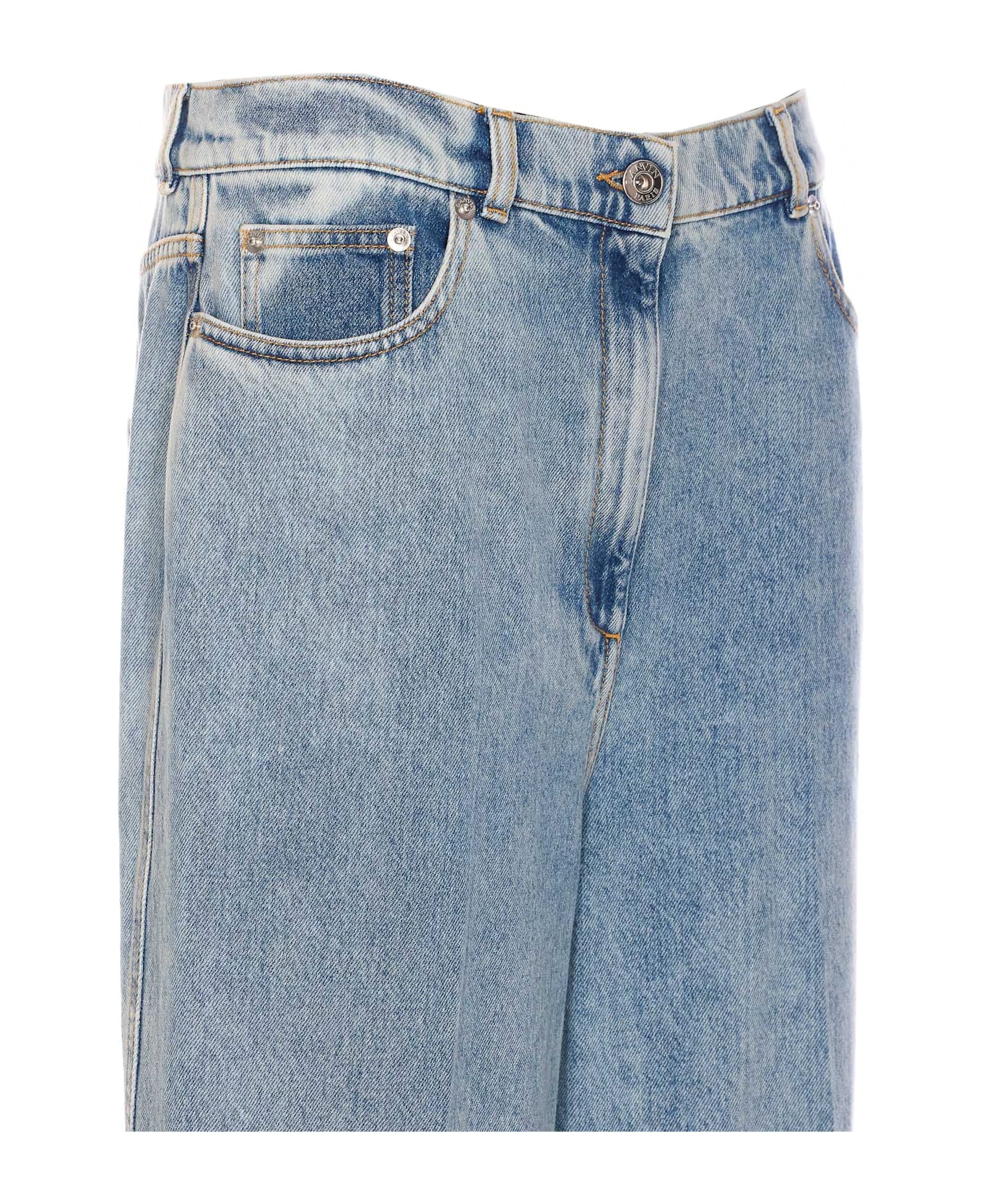 Wide Leg Denim Pants - 4