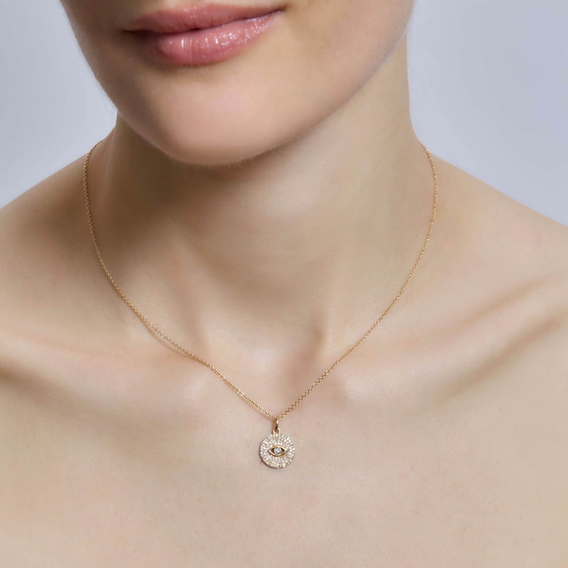 STONE AND STRAND Large Pave Evil Eye Necklace outlook