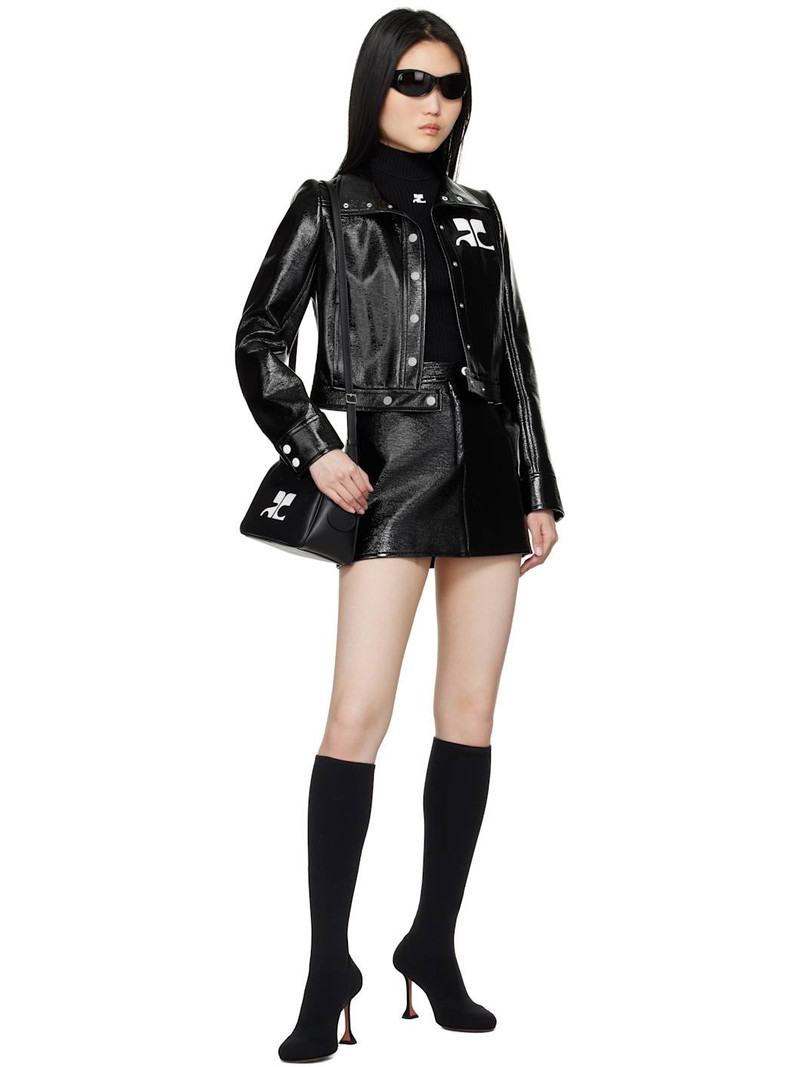 courrèges Black Reedition Vinyl Miniskirt outlook