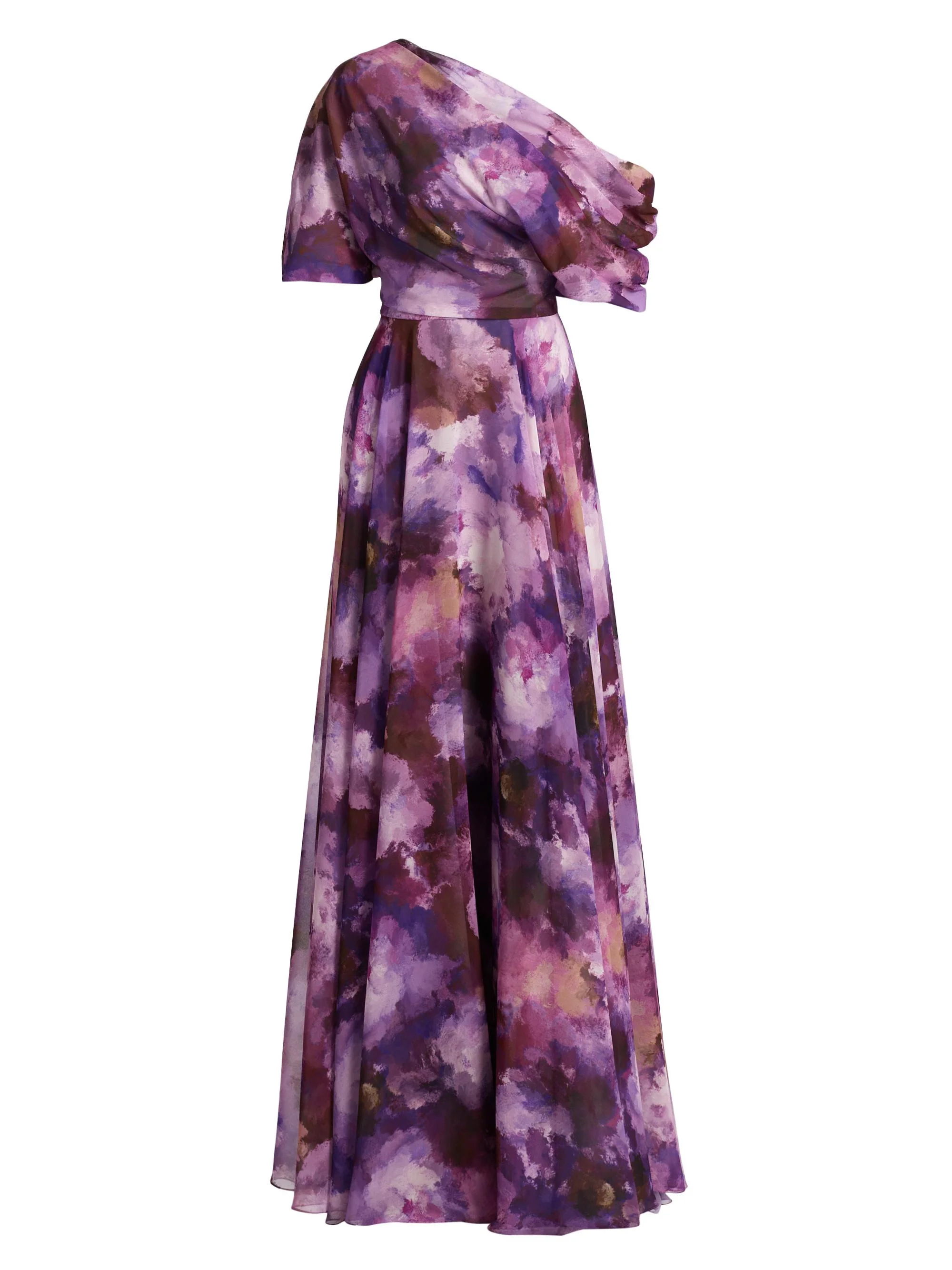 Women's Floral-Print Chiffon Gown - Lilac Multi - 1