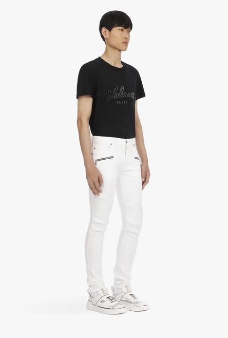 Slim-cut white cotton jeans - 7