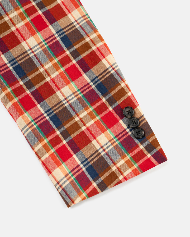 MADE-IN-CANADA BROWN & RED AUTHENTIC MADRAS SPORT COAT 5