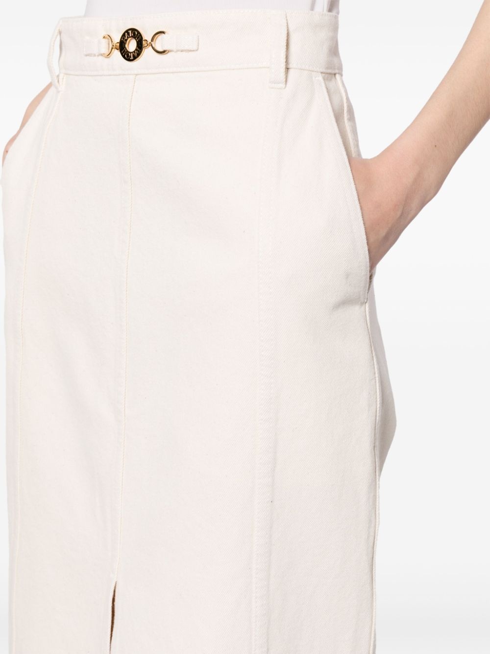 slit-detail denim midi skirt - 5