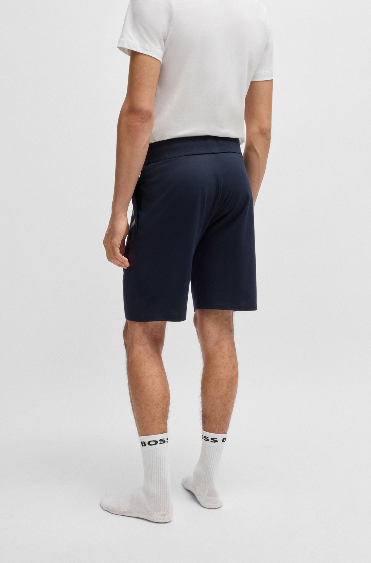 COTTON-TERRY SHORTS WITH METALLIC LOGO - 4