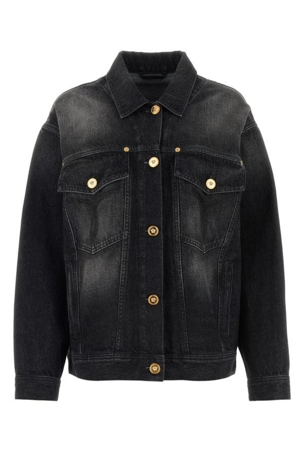 Versace Woman Black Denim Jacket - 1