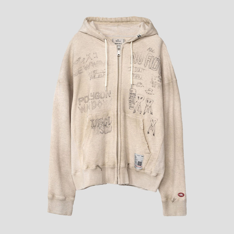 DISTRESSED ZIP HOODIE 1