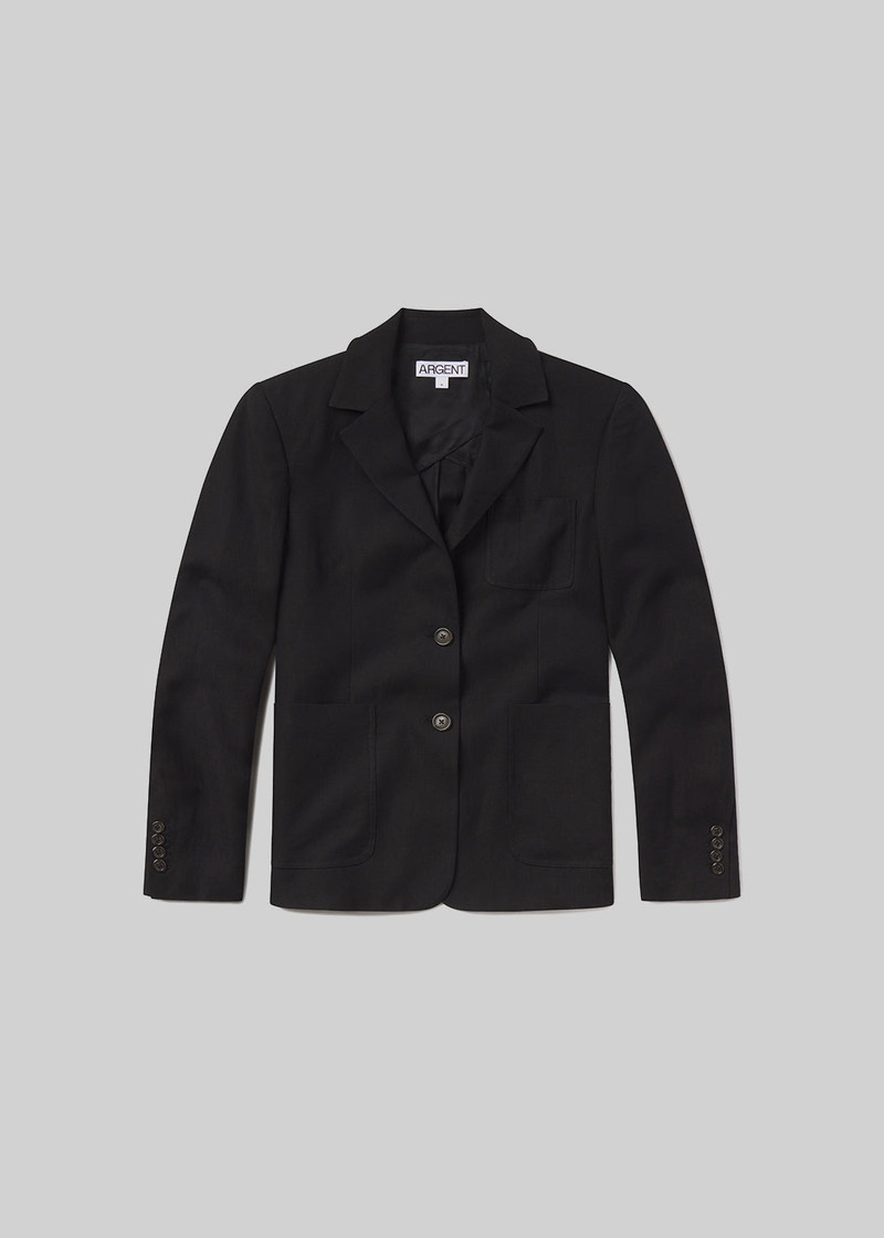 Unlined Weekend Blazer Linen Twill In Black 1