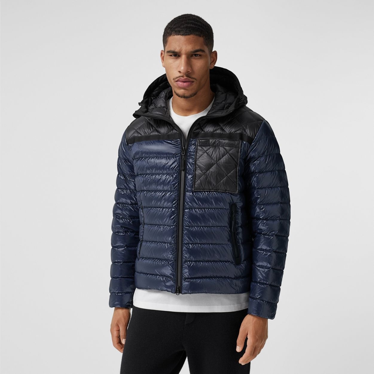 Diamond Quilted Panel Hooded Puffer Jacket - 5