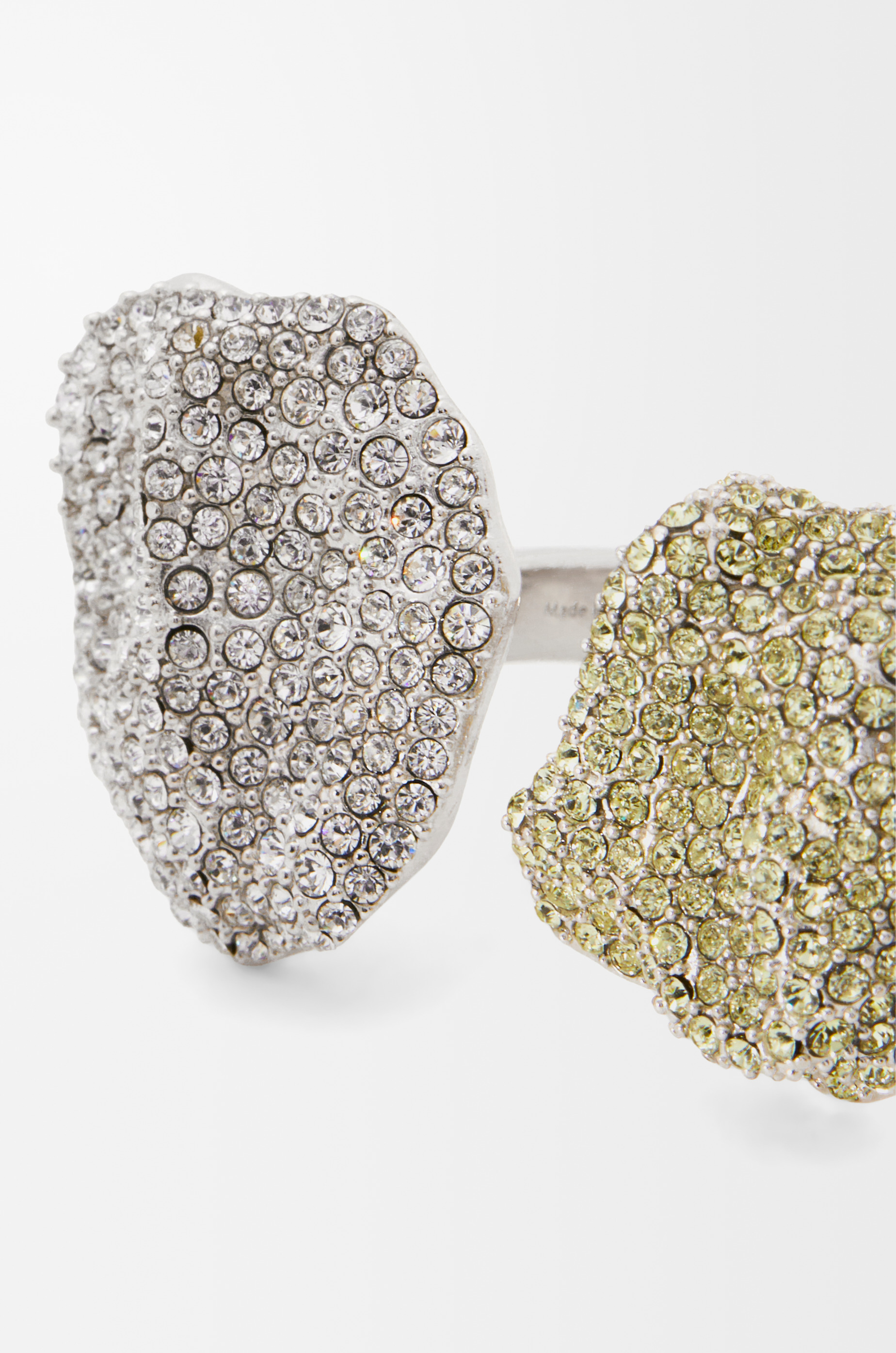 Glitter Fragment double ring in sterling silver and crystals - 8