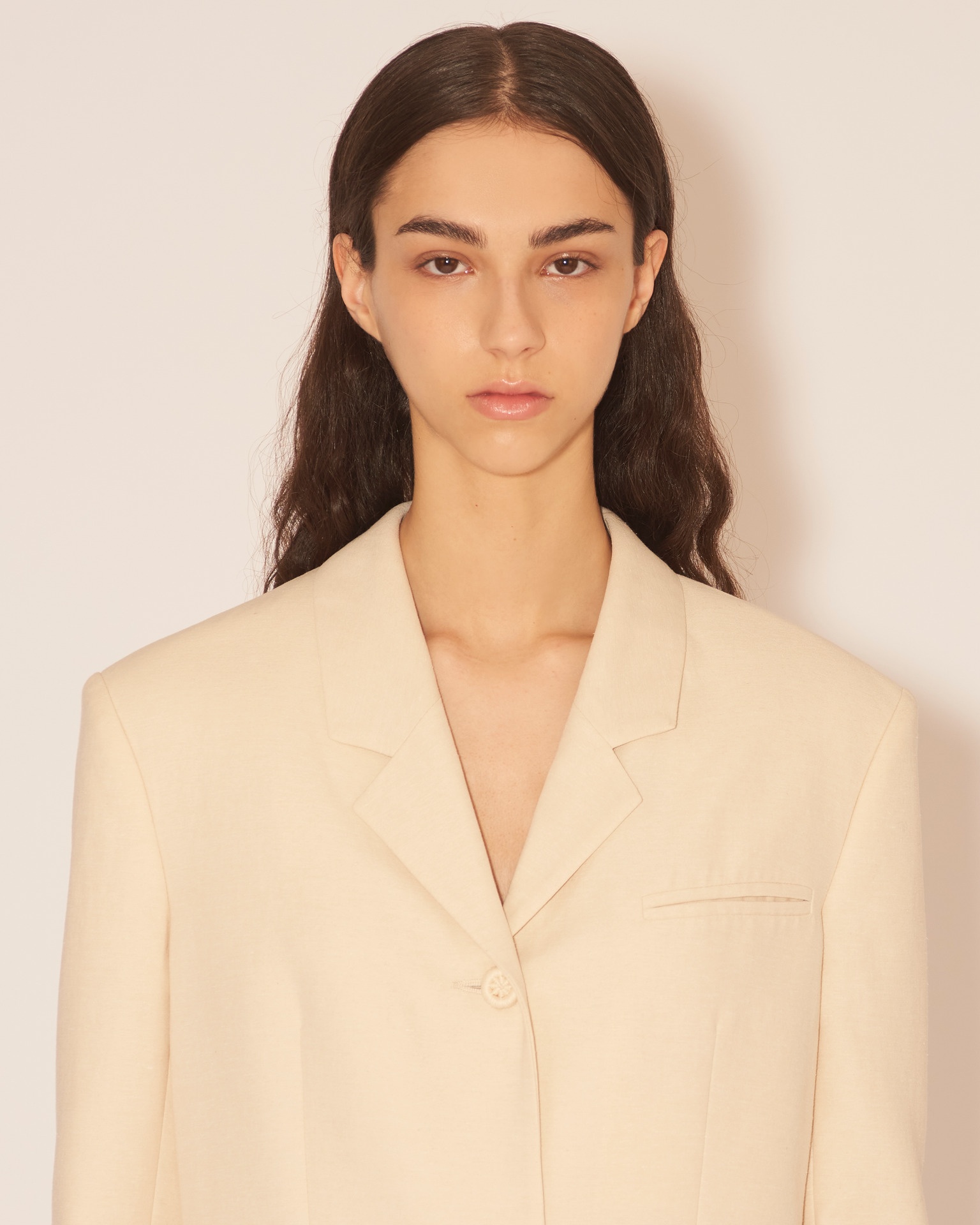 MERSEY - Boxy fit blazer - Slub shirting creme - 6