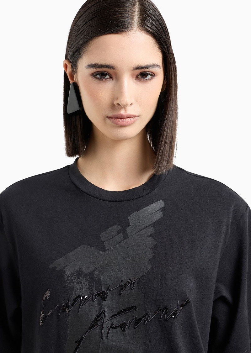 ASV organic heavyweight jersey T-shirt with sequin logo print and embroidery 5