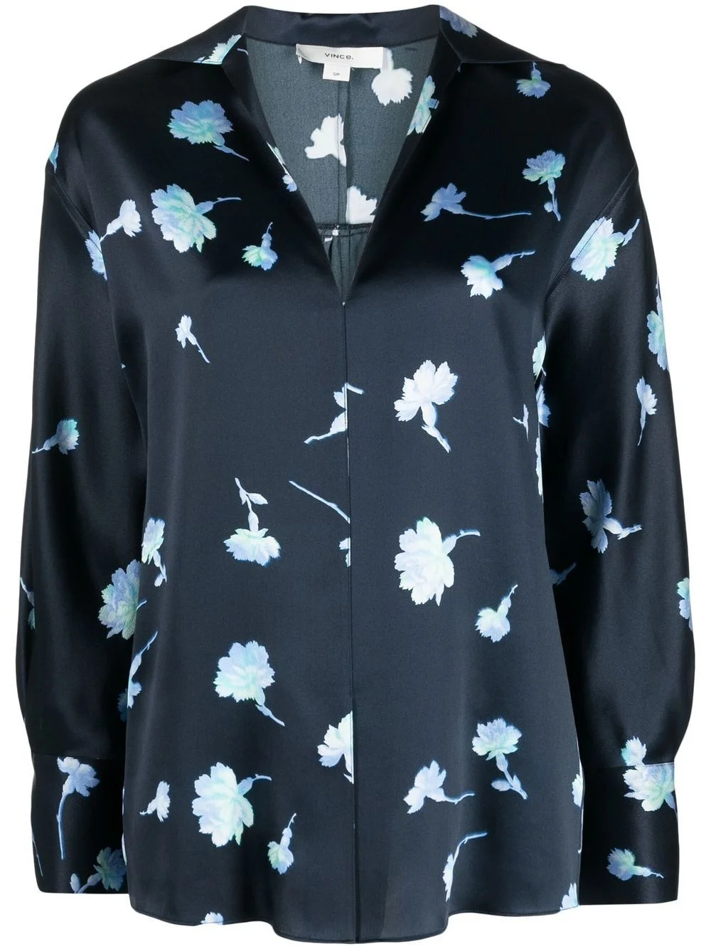 floral print silk blouse - 1