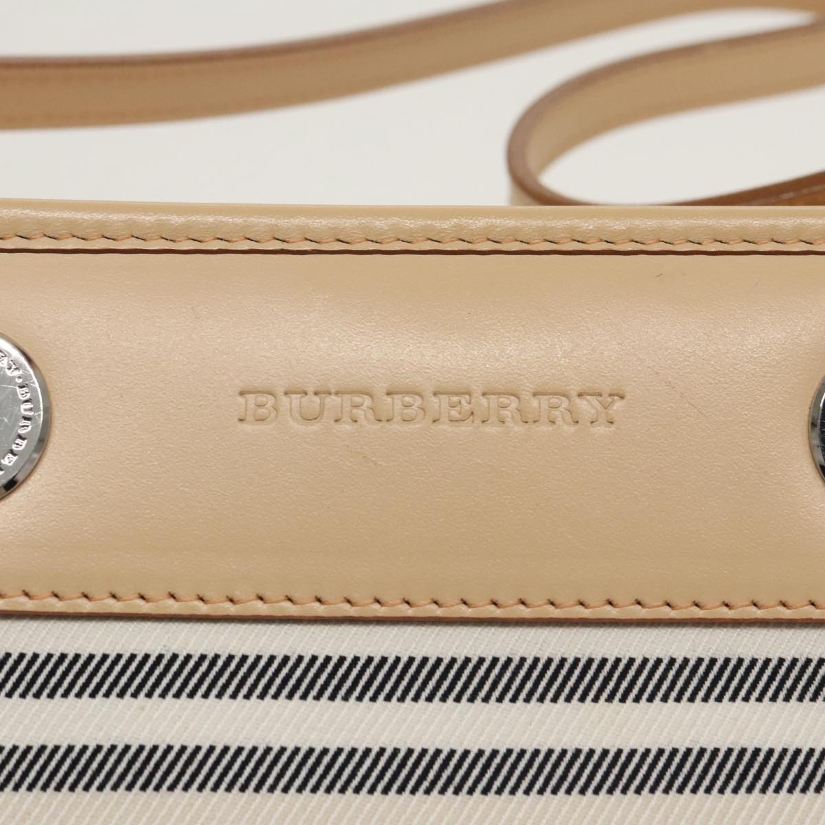 Burberry Nova Check Shoulder Bag Canvas Leather Beige White - 14