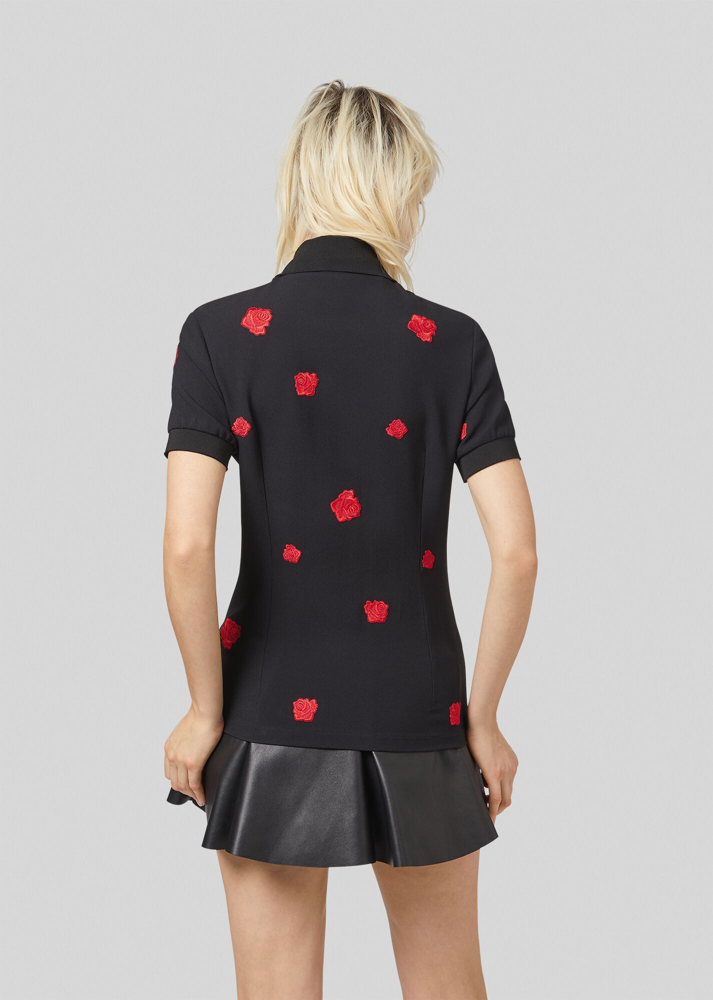 Embroidered Roses Polo Shirt - 4